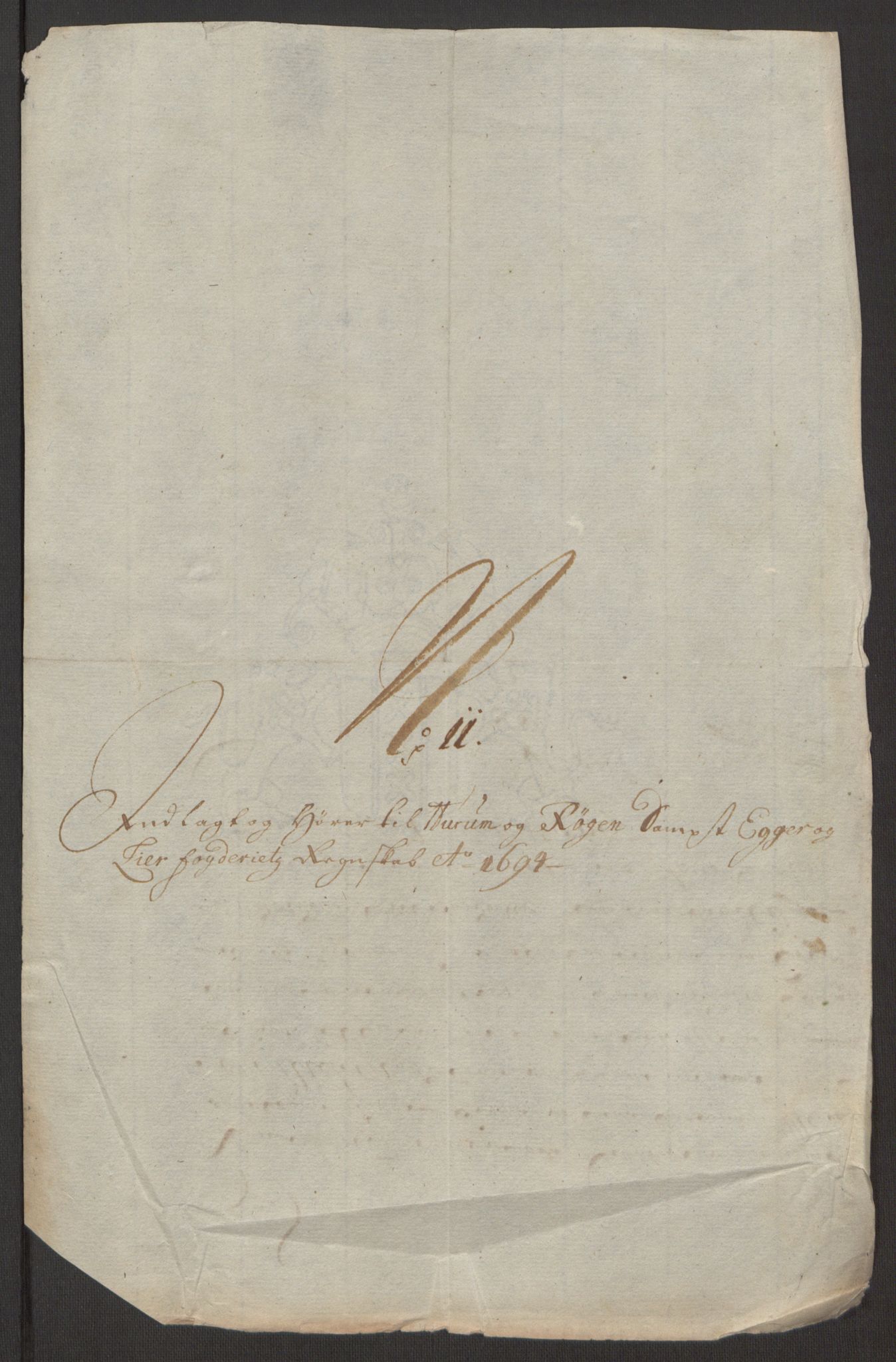 Rentekammeret inntil 1814, Reviderte regnskaper, Fogderegnskap, AV/RA-EA-4092/R30/L1694: Fogderegnskap Hurum, Røyken, Eiker og Lier, 1694-1696, p. 143