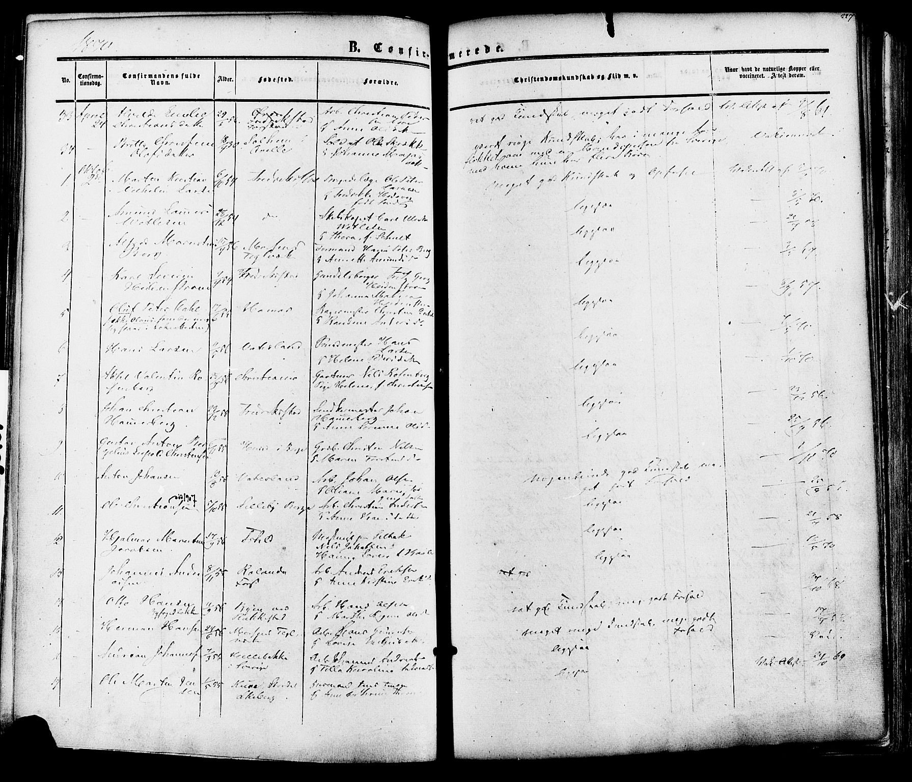 Fredrikstad prestekontor Kirkebøker, SAO/A-11082/F/Fa/L0006: Parish register (official) no. 6, 1857-1878, p. 227