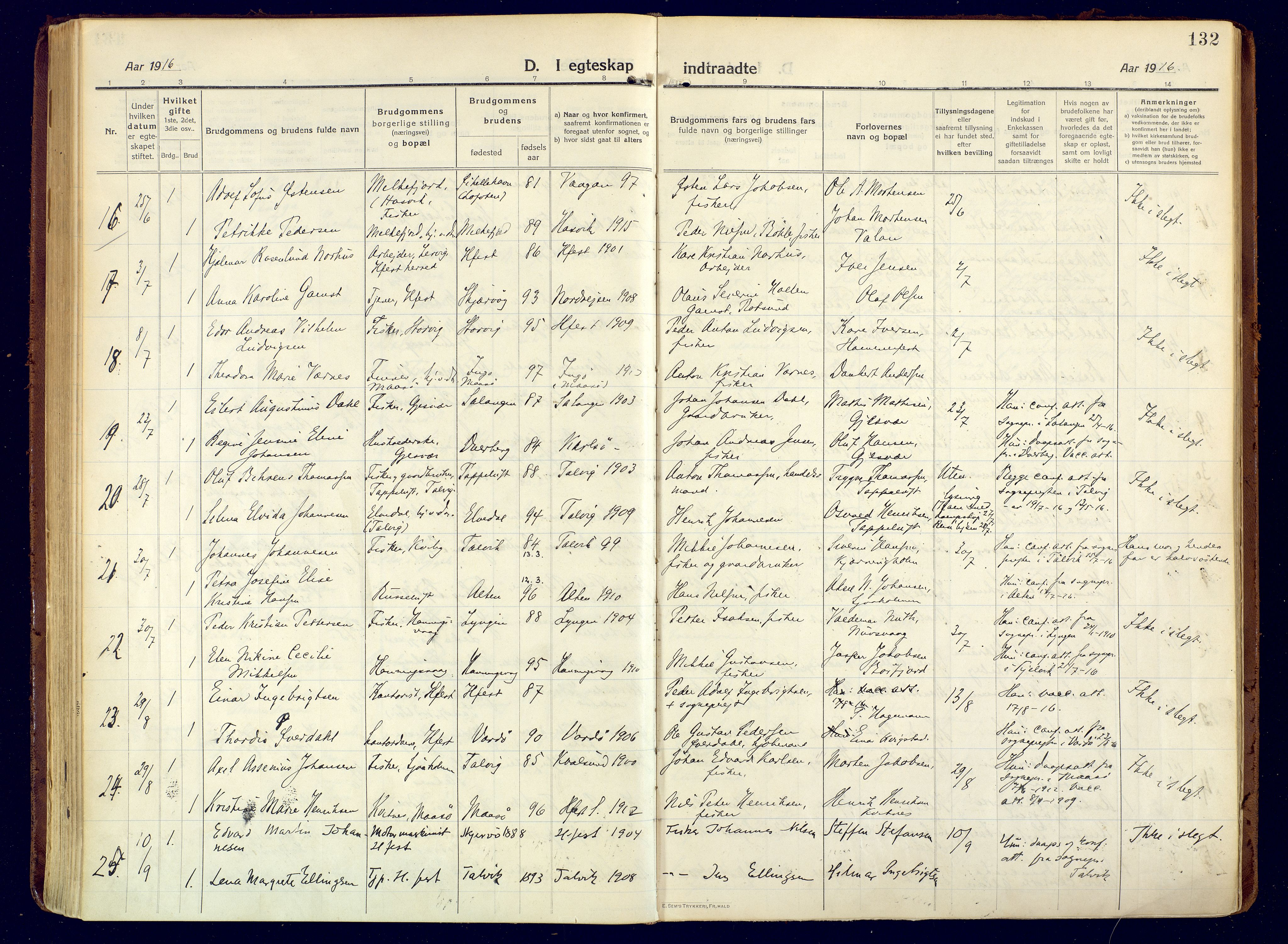 Hammerfest sokneprestkontor, SATØ/S-1347/H/Ha/L0015.kirke: Parish register (official) no. 15, 1916-1923, p. 132