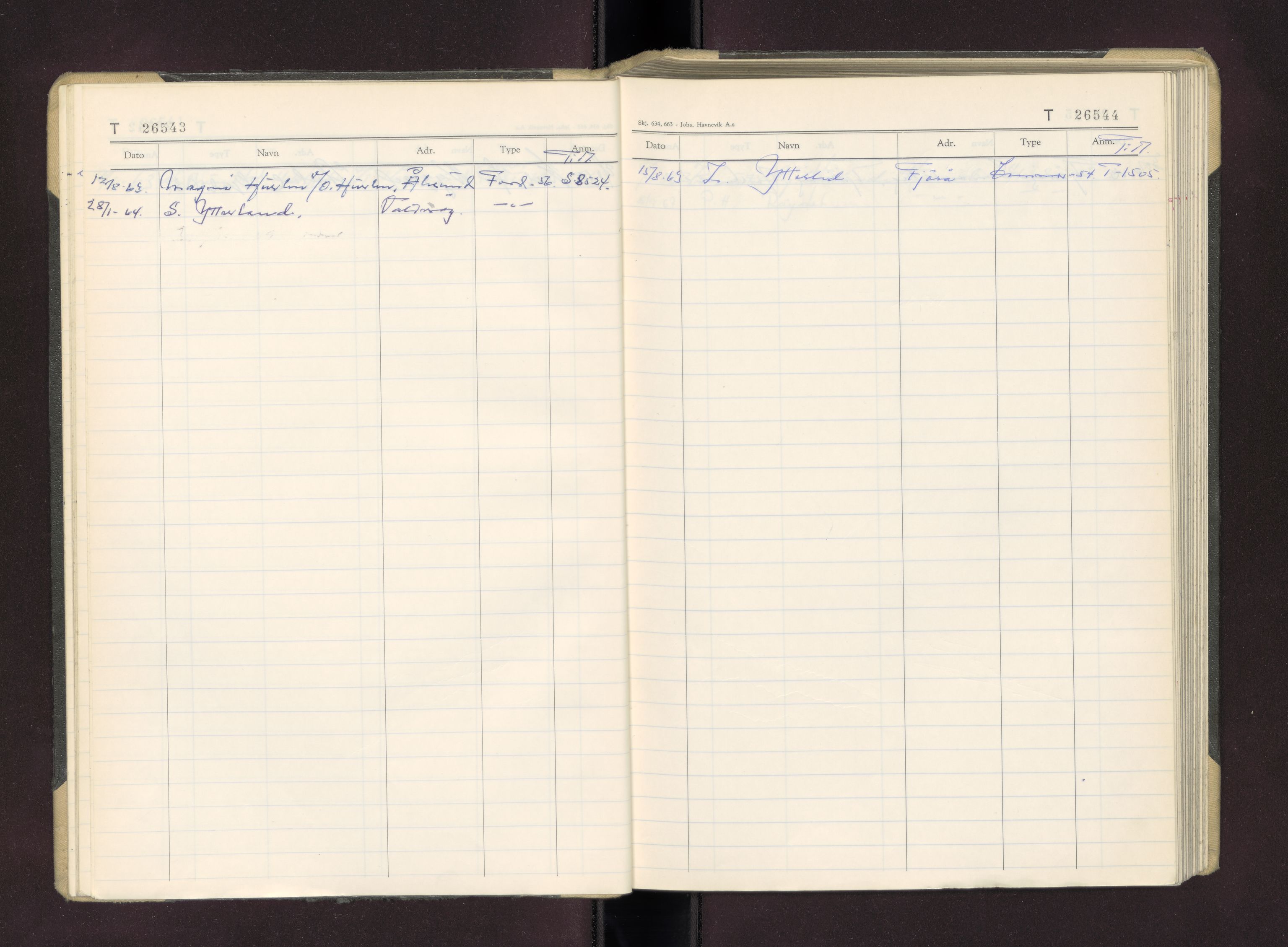 Møre og Romsdal vegkontor - Ålesund trafikkstasjon, AV/SAT-A-4099/F/Fc/L0026: Bilregister; T 26500 - T 26999, 1960-1970