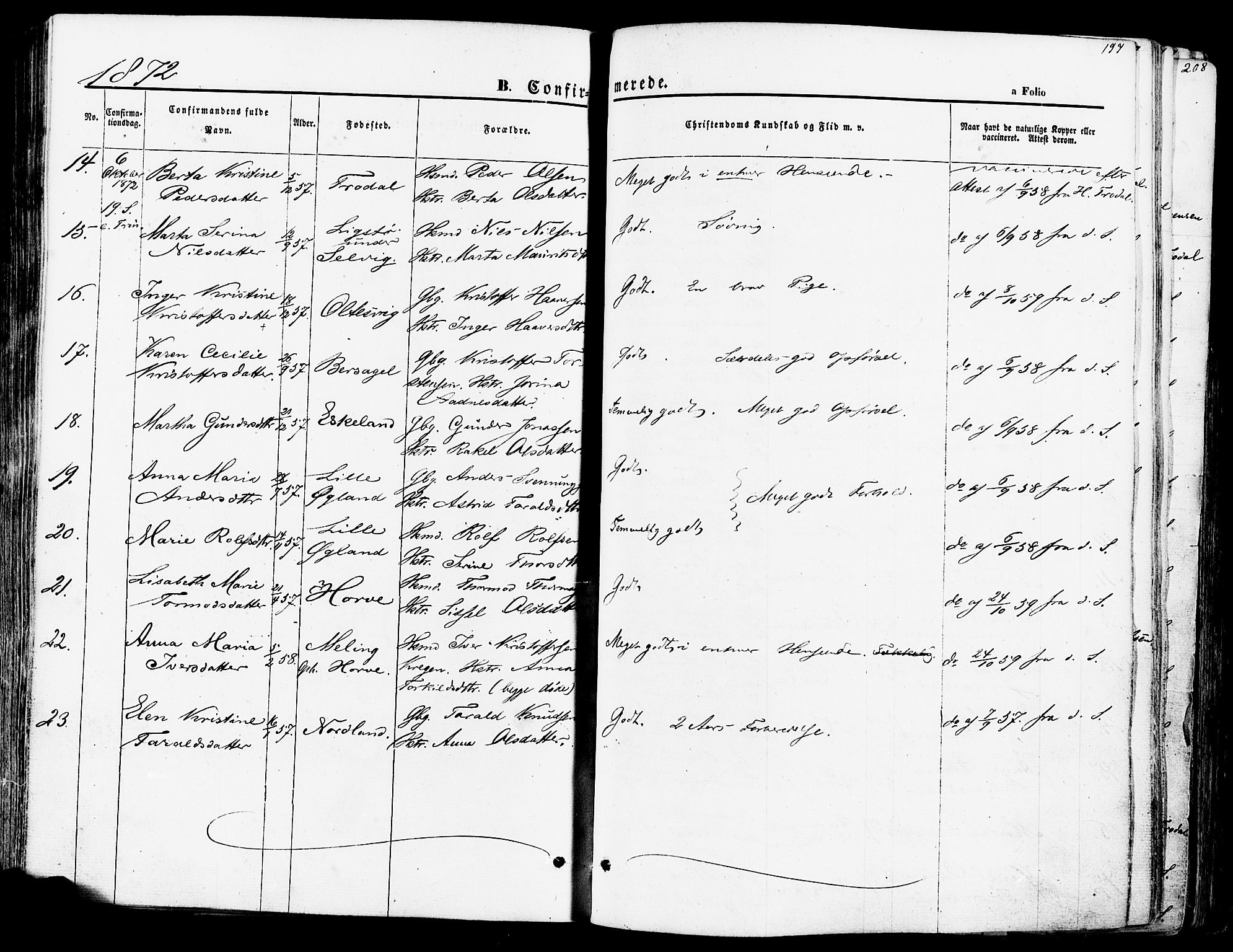 Høgsfjord sokneprestkontor, SAST/A-101624/H/Ha/Haa/L0002: Parish register (official) no. A 2, 1855-1885, p. 197