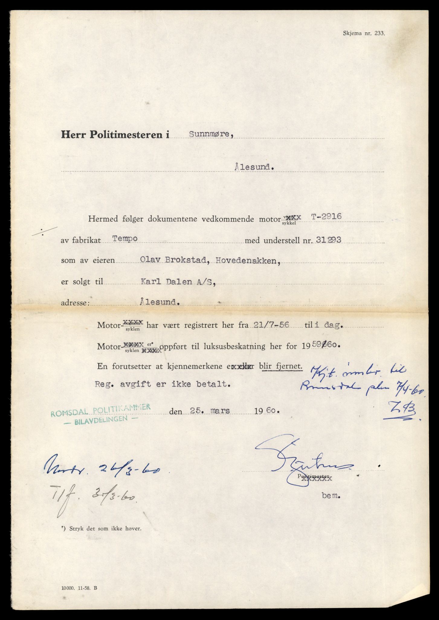 Møre og Romsdal vegkontor - Ålesund trafikkstasjon, AV/SAT-A-4099/F/Fe/L0040: Registreringskort for kjøretøy T 13531 - T 13709, 1927-1998, p. 226