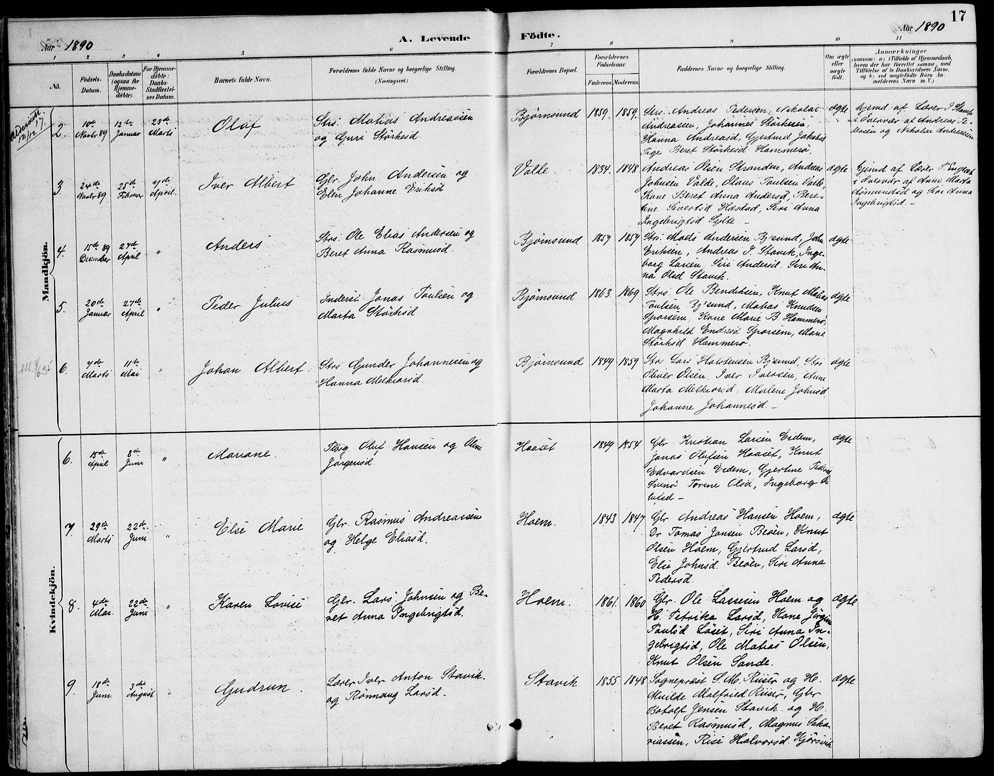 Ministerialprotokoller, klokkerbøker og fødselsregistre - Møre og Romsdal, AV/SAT-A-1454/565/L0750: Parish register (official) no. 565A04, 1887-1905, p. 17