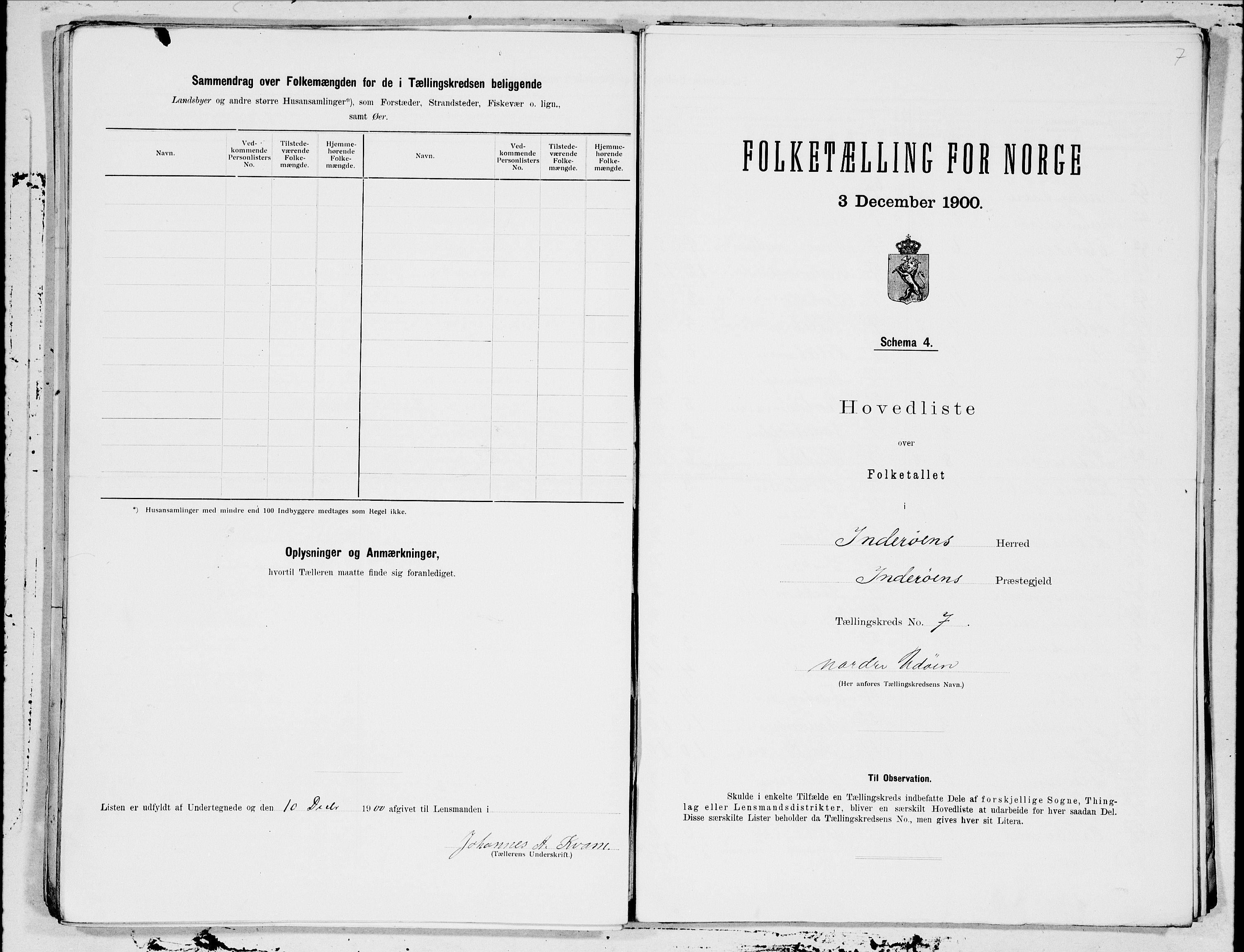 SAT, 1900 census for Inderøy, 1900, p. 14