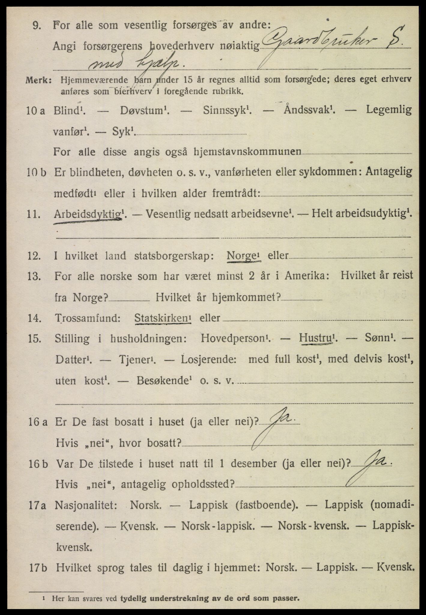 SAT, 1920 census for Grong, 1920, p. 1170