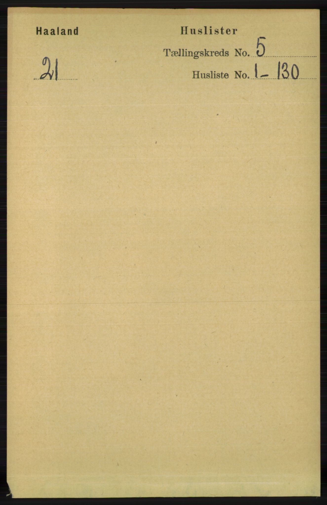 RA, 1891 census for 1124 Haaland, 1891, p. 3161