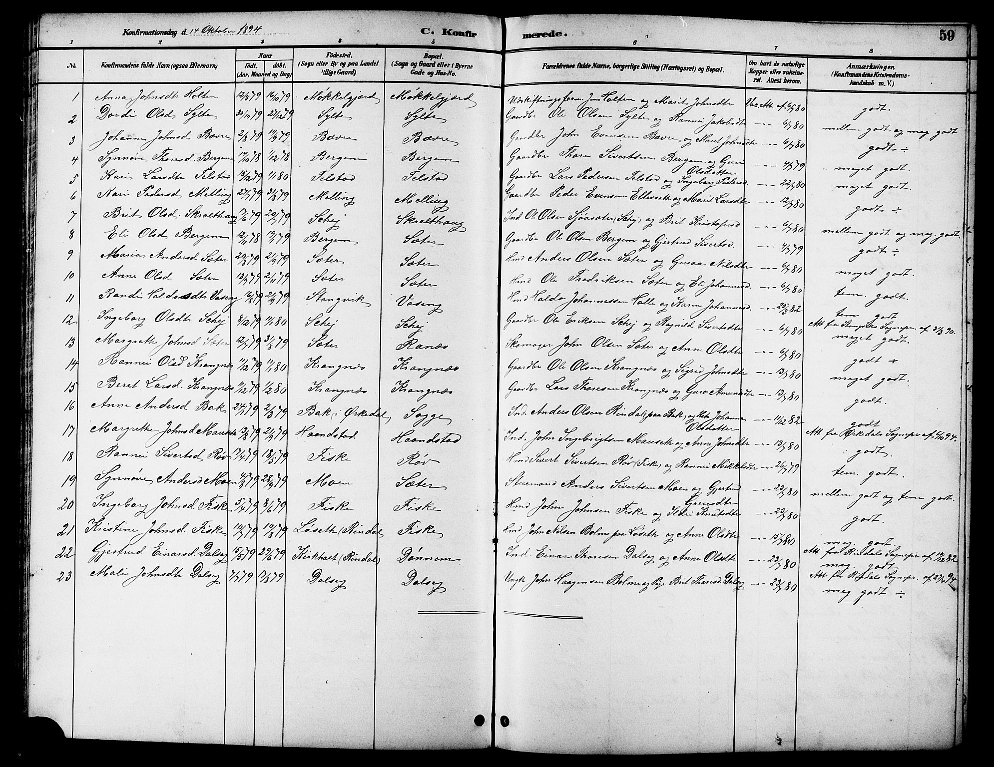 Ministerialprotokoller, klokkerbøker og fødselsregistre - Møre og Romsdal, AV/SAT-A-1454/596/L1058: Parish register (copy) no. 596C01, 1891-1907, p. 59