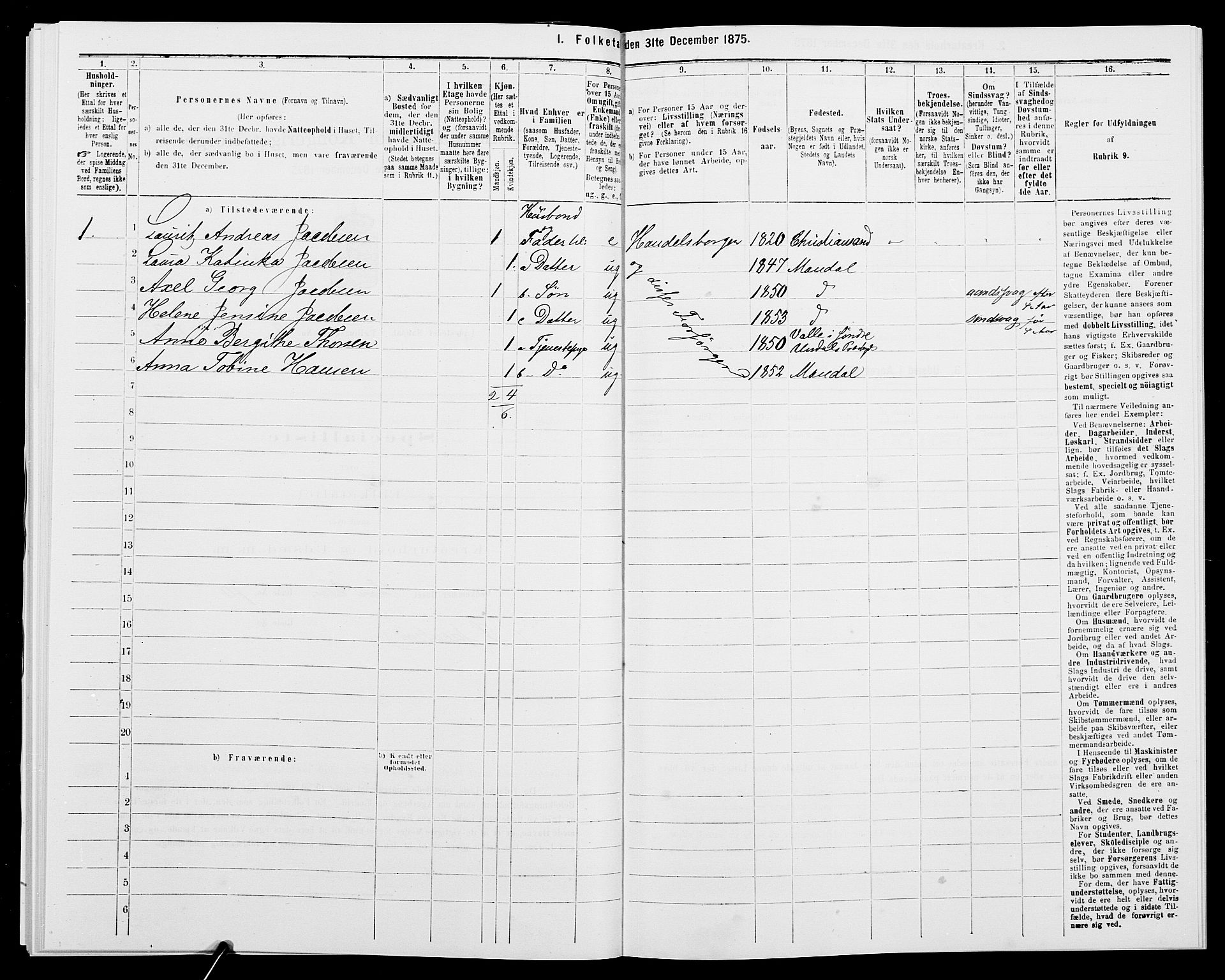 SAK, 1875 census for 1002B Mandal/Mandal, 1875, p. 300