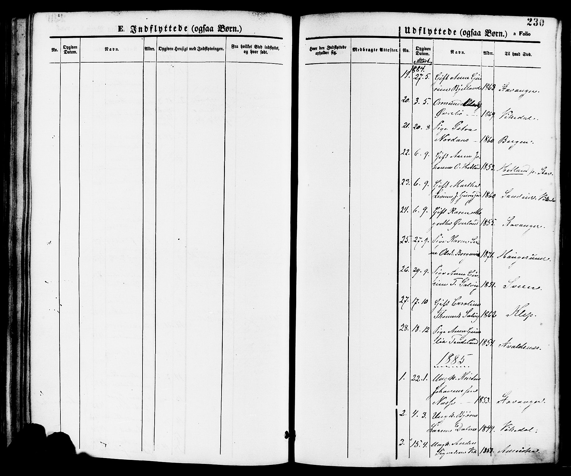 Nedstrand sokneprestkontor, SAST/A-101841/01/IV: Parish register (official) no. A 11, 1877-1887, p. 230