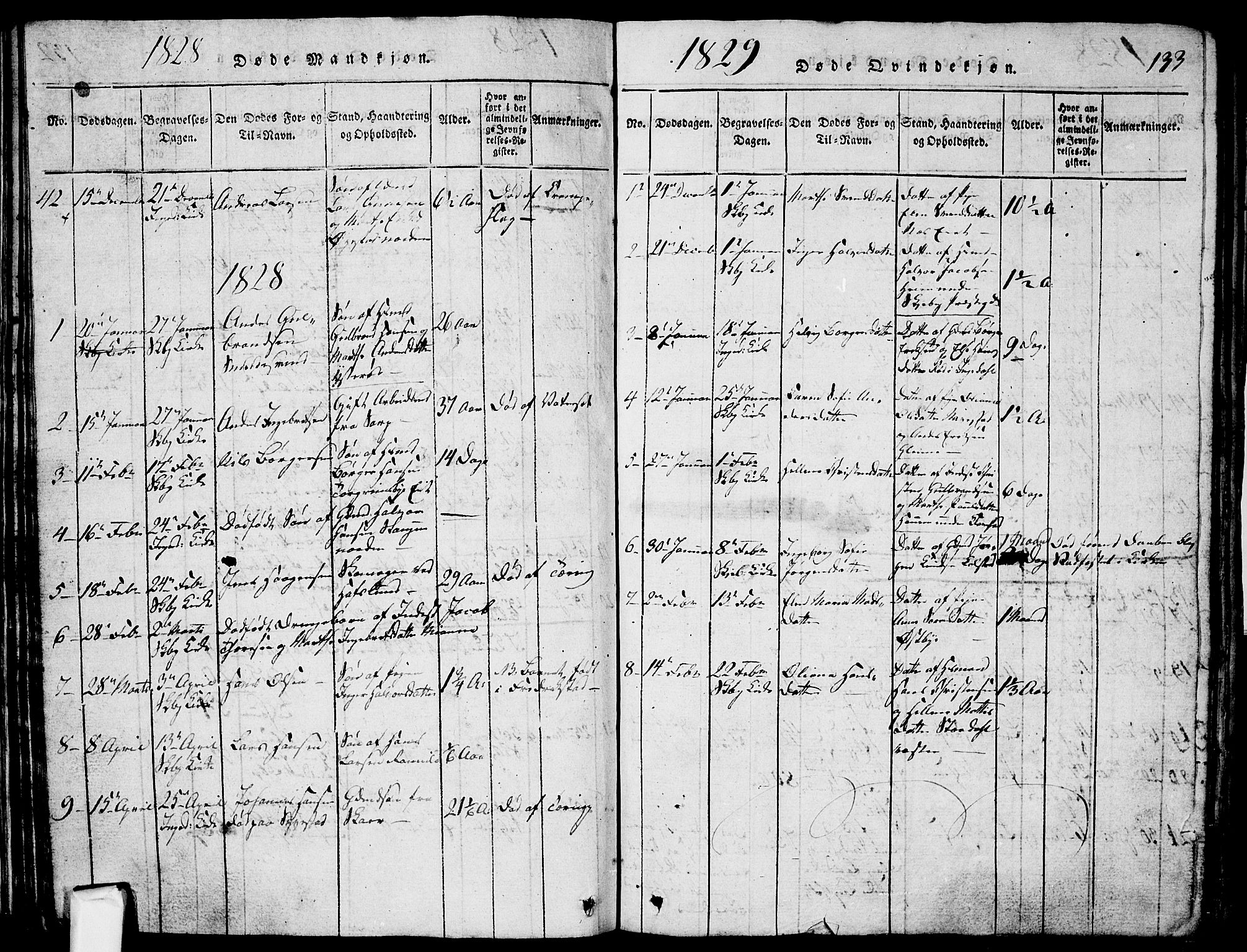 Skjeberg prestekontor Kirkebøker, SAO/A-10923/G/Ga/L0001: Parish register (copy) no. I 1, 1815-1830, p. 133