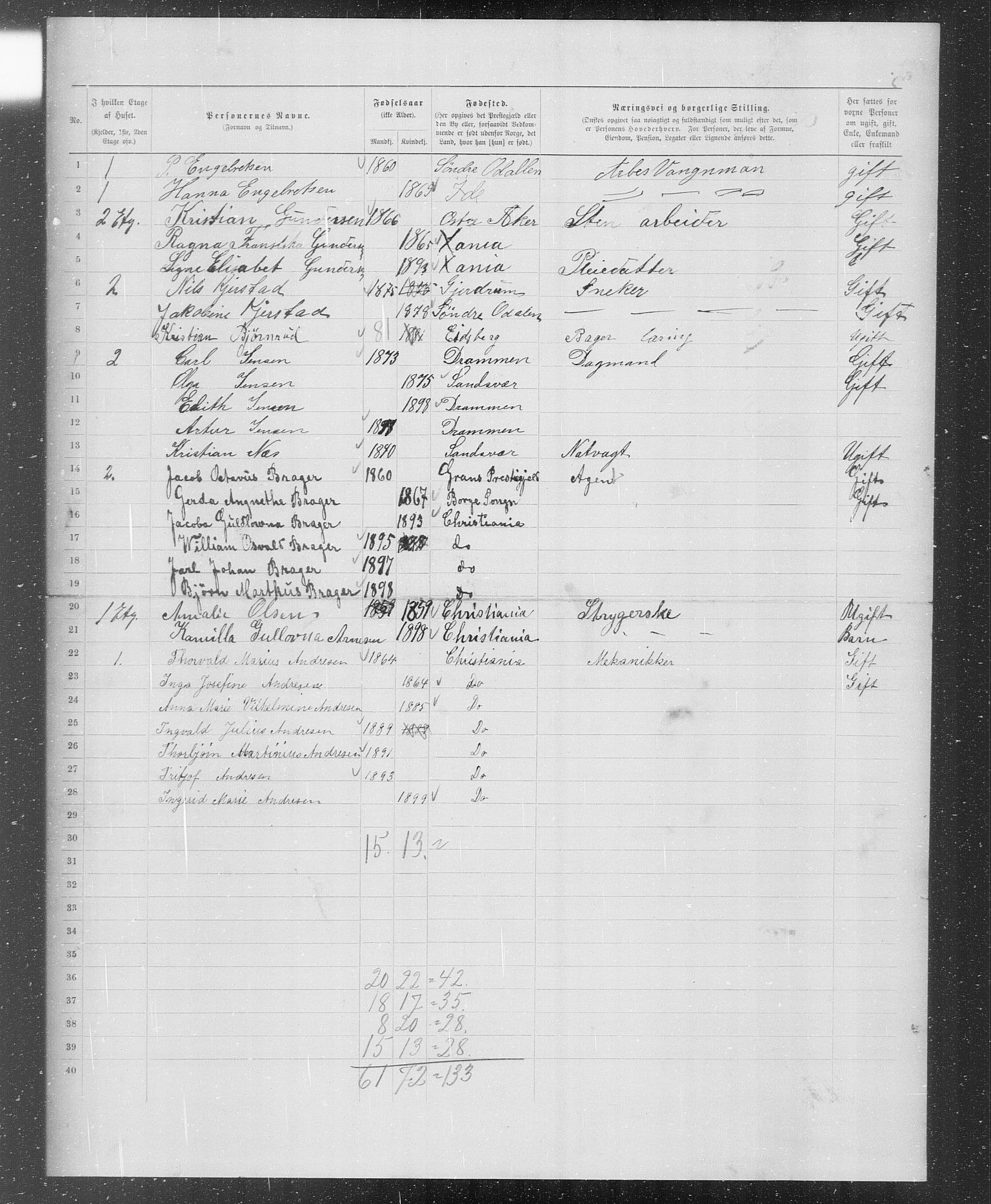 OBA, Municipal Census 1899 for Kristiania, 1899, p. 1689