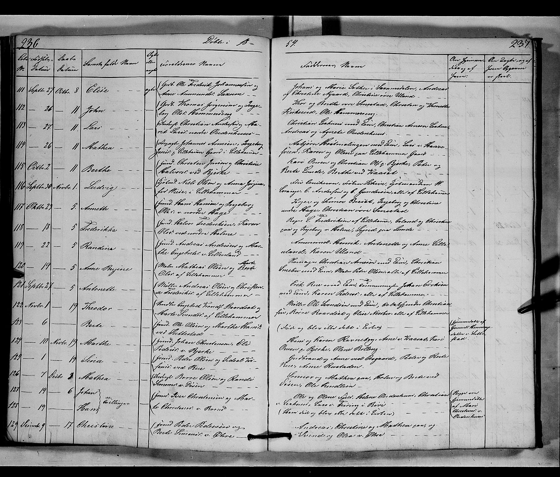 Fåberg prestekontor, SAH/PREST-086/H/Ha/Hab/L0006: Parish register (copy) no. 6, 1837-1855, p. 236-237