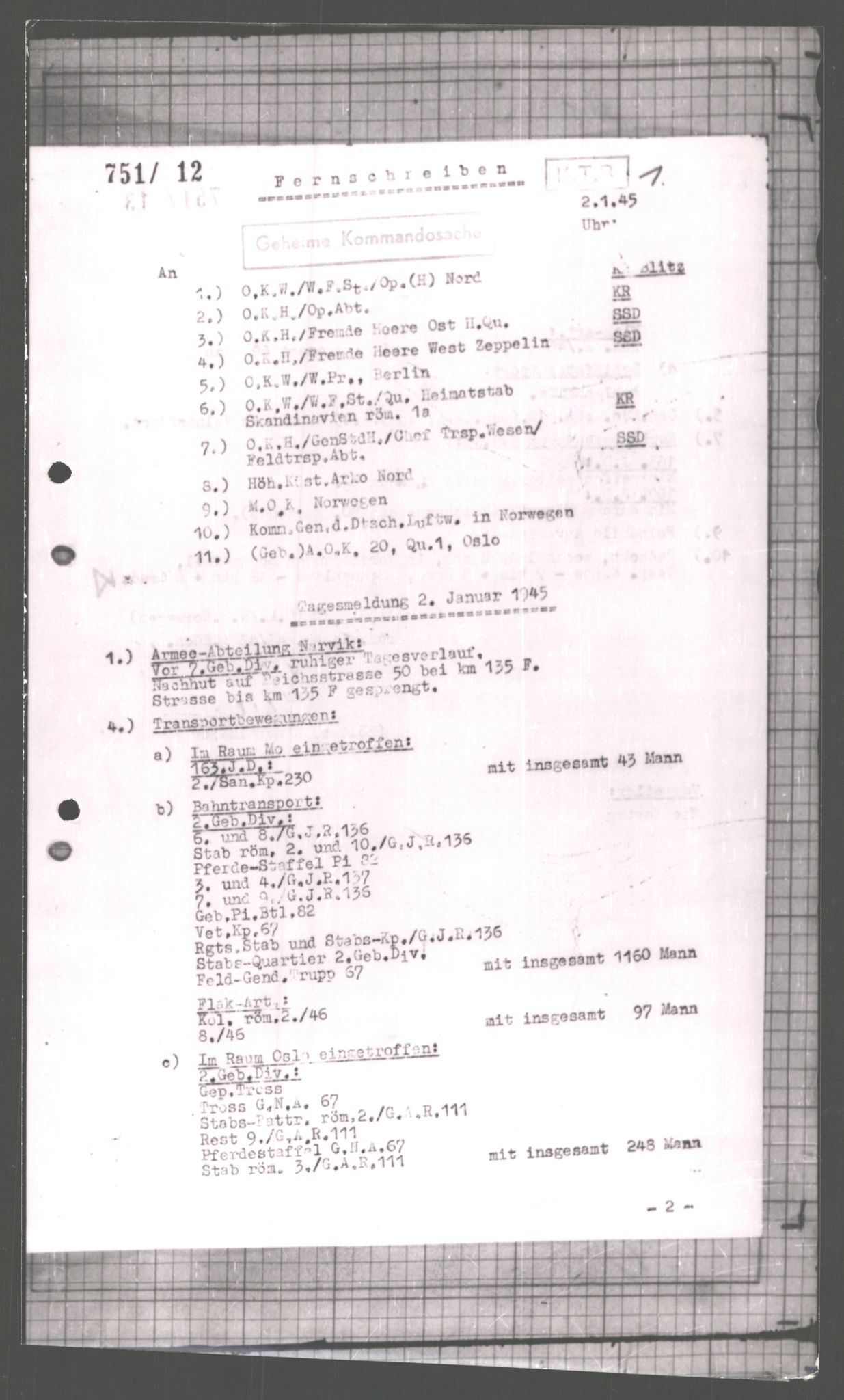 Forsvarets Overkommando. 2 kontor. Arkiv 11.4. Spredte tyske arkivsaker, AV/RA-RAFA-7031/D/Dar/Dara/L0001: Krigsdagbøker for 20. Gebirgs-Armee-Oberkommando (AOK 20), 1944-1945, p. 351