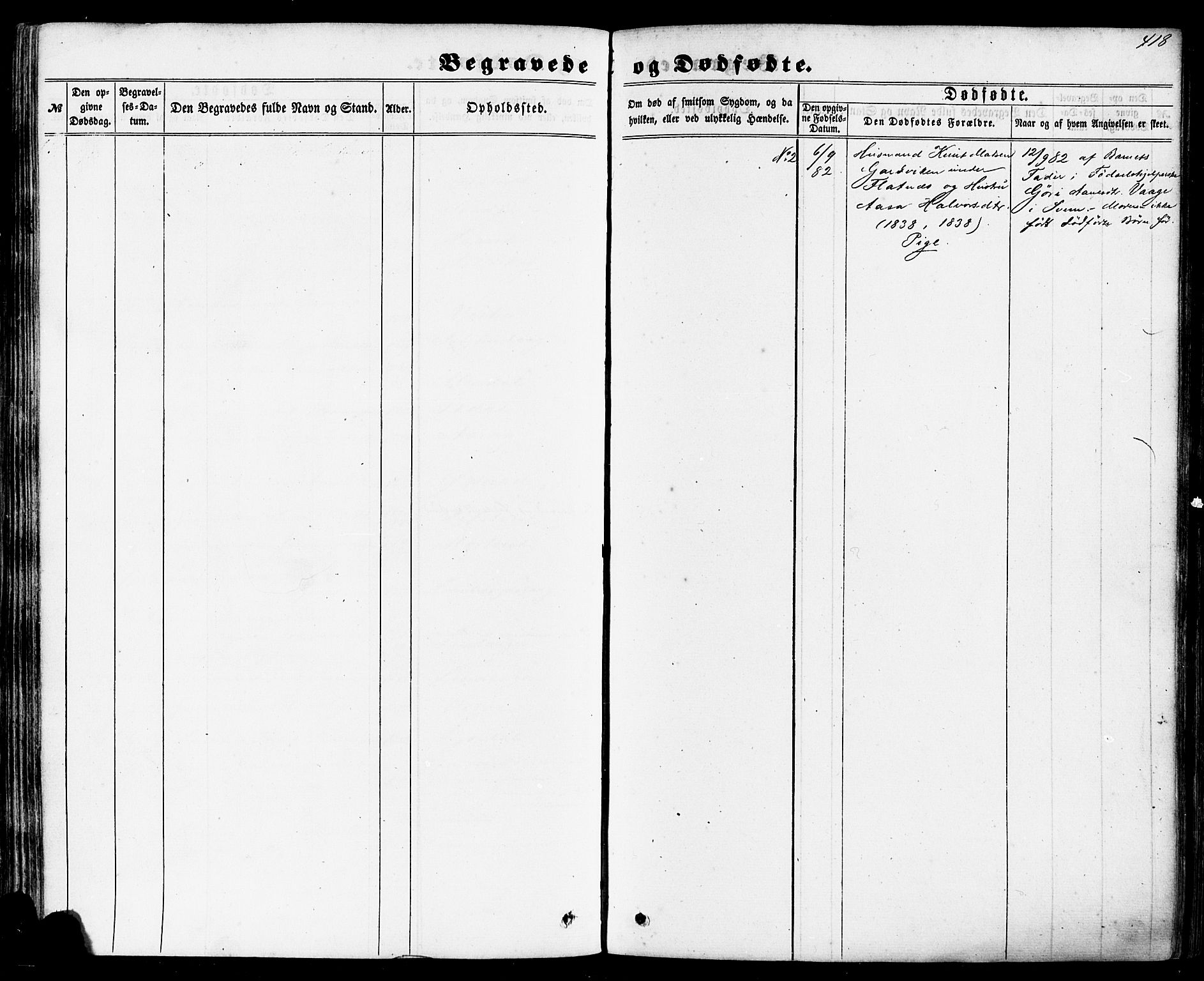 Skjold sokneprestkontor, AV/SAST-A-101847/H/Ha/Haa/L0008: Parish register (official) no. A 8, 1856-1882, p. 418