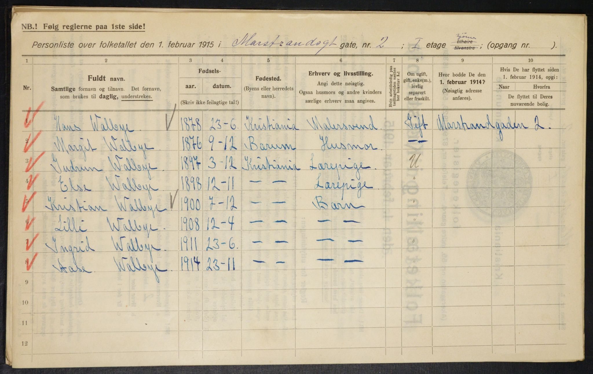 OBA, Municipal Census 1915 for Kristiania, 1915, p. 64099