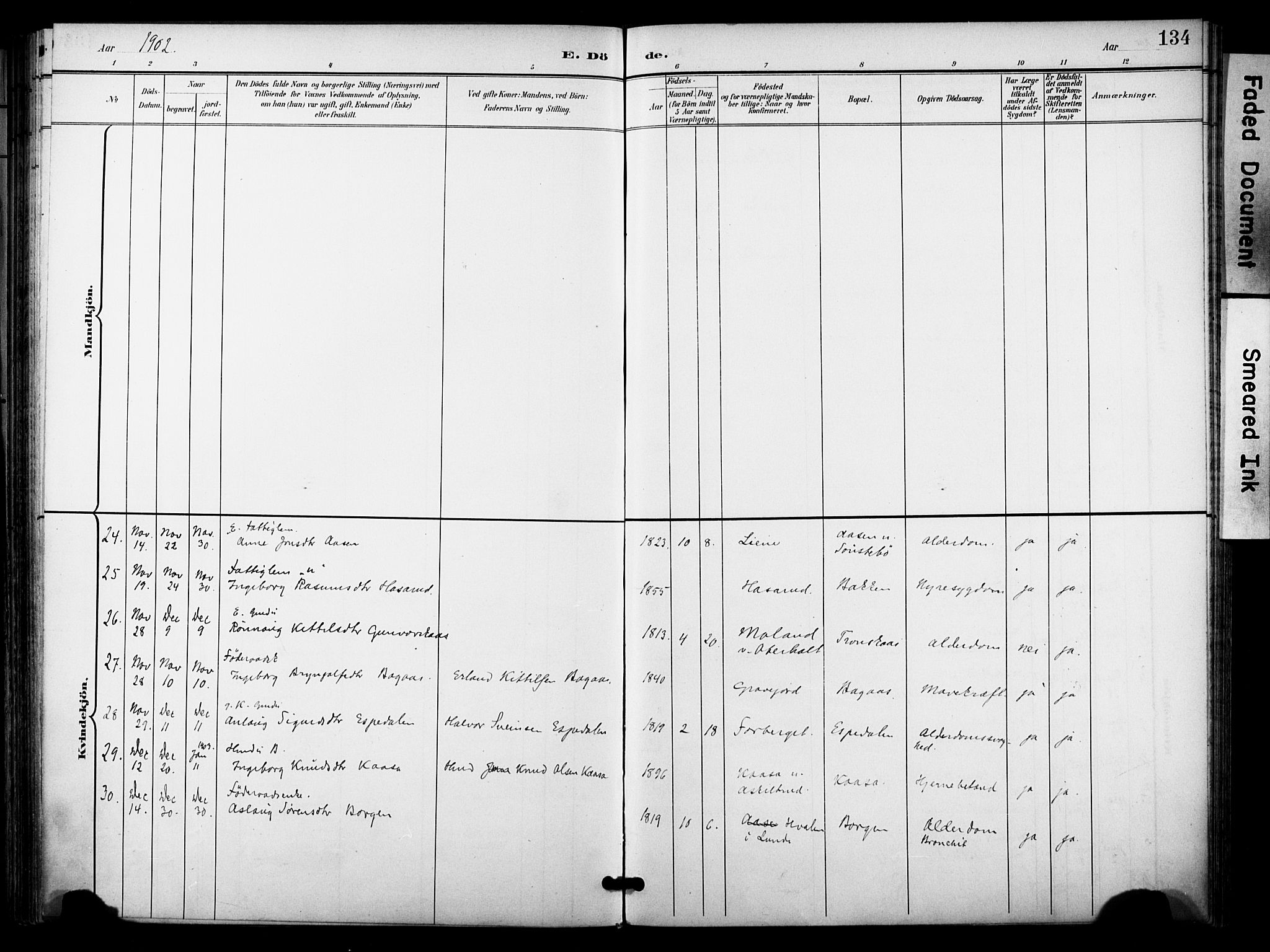 Bø kirkebøker, SAKO/A-257/F/Fa/L0012: Parish register (official) no. 12, 1900-1908, p. 134