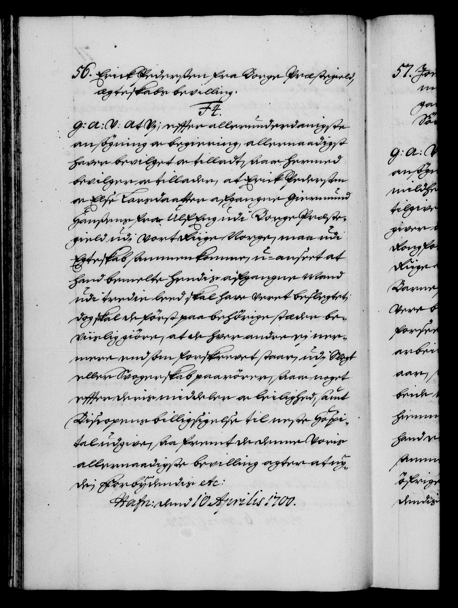 Danske Kanselli 1572-1799, RA/EA-3023/F/Fc/Fca/Fcaa/L0018: Norske registre, 1699-1703, p. 71b