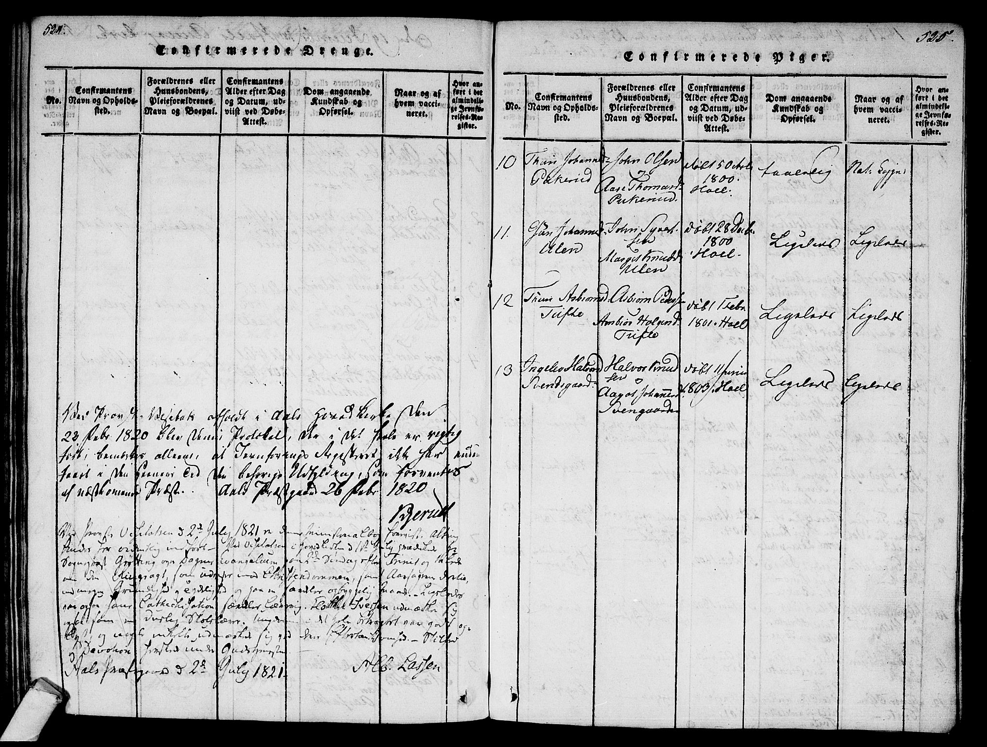 Ål kirkebøker, AV/SAKO-A-249/F/Fa/L0004: Parish register (official) no. I 4, 1815-1825, p. 524-525