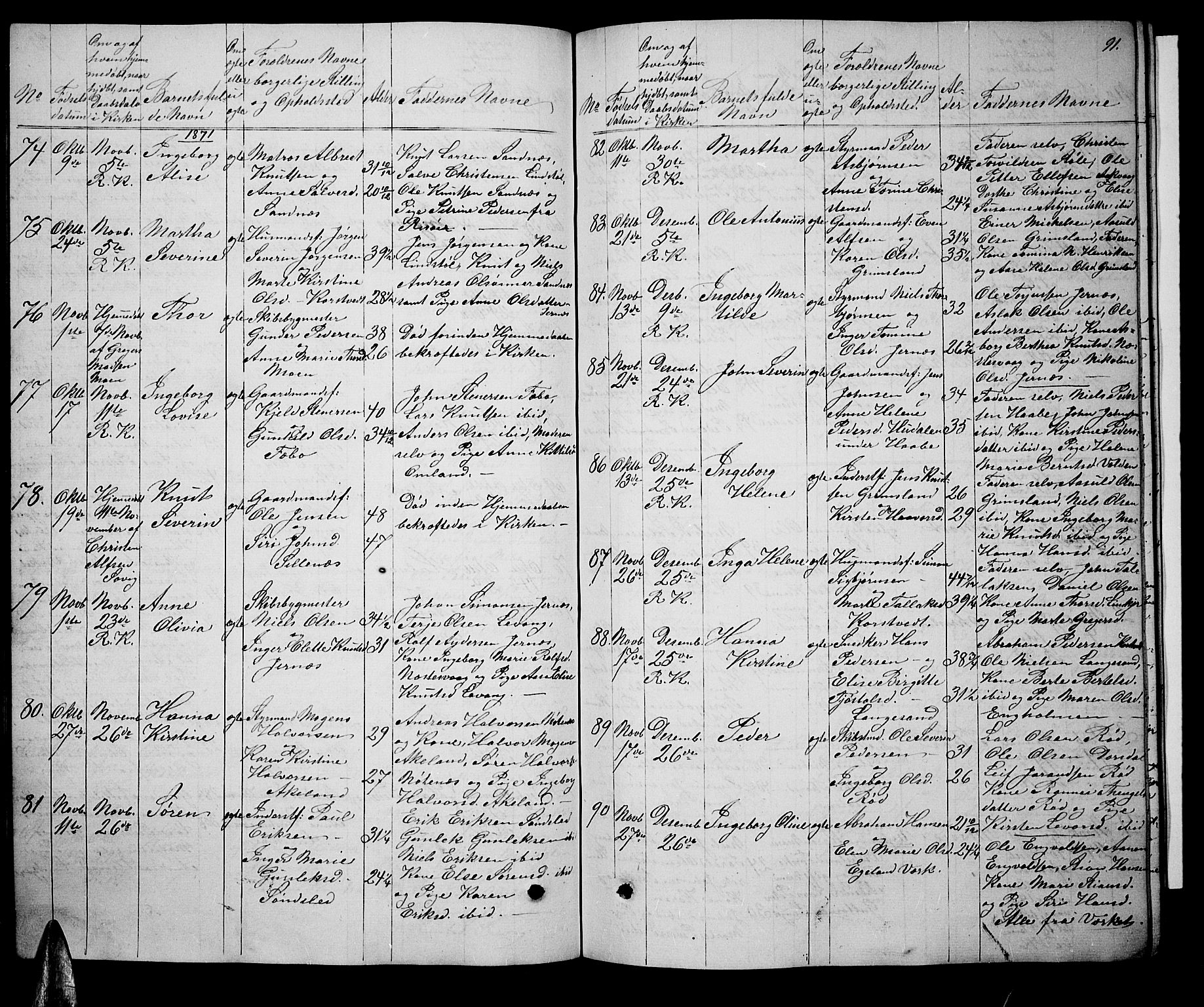 Søndeled sokneprestkontor, AV/SAK-1111-0038/F/Fb/L0004: Parish register (copy) no. B 4, 1857-1884, p. 91