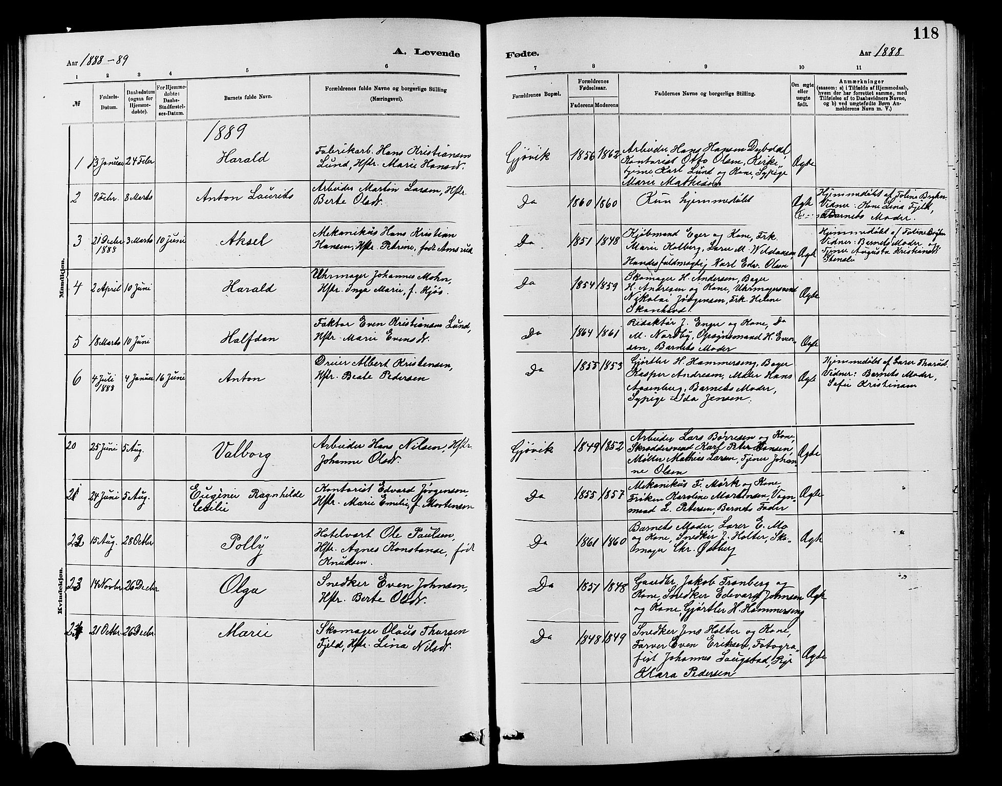 Vardal prestekontor, SAH/PREST-100/H/Ha/Hab/L0007: Parish register (copy) no. 7 /2, 1881-1895, p. 118
