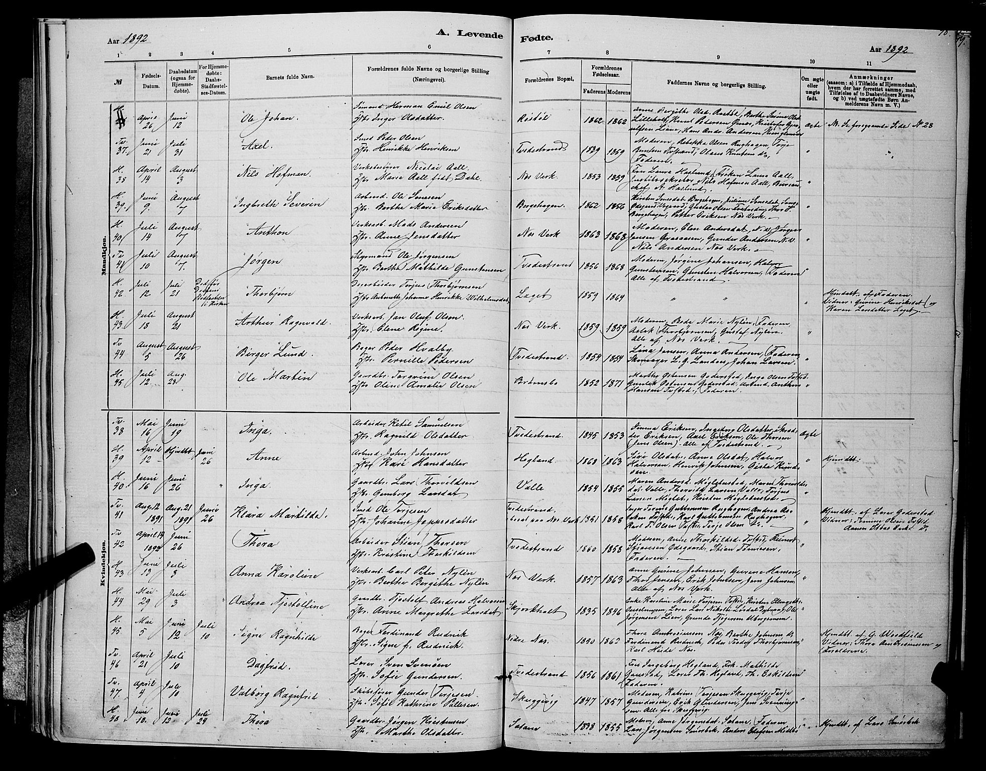 Holt sokneprestkontor, AV/SAK-1111-0021/F/Fb/L0010: Parish register (copy) no. B 10, 1883-1896, p. 98