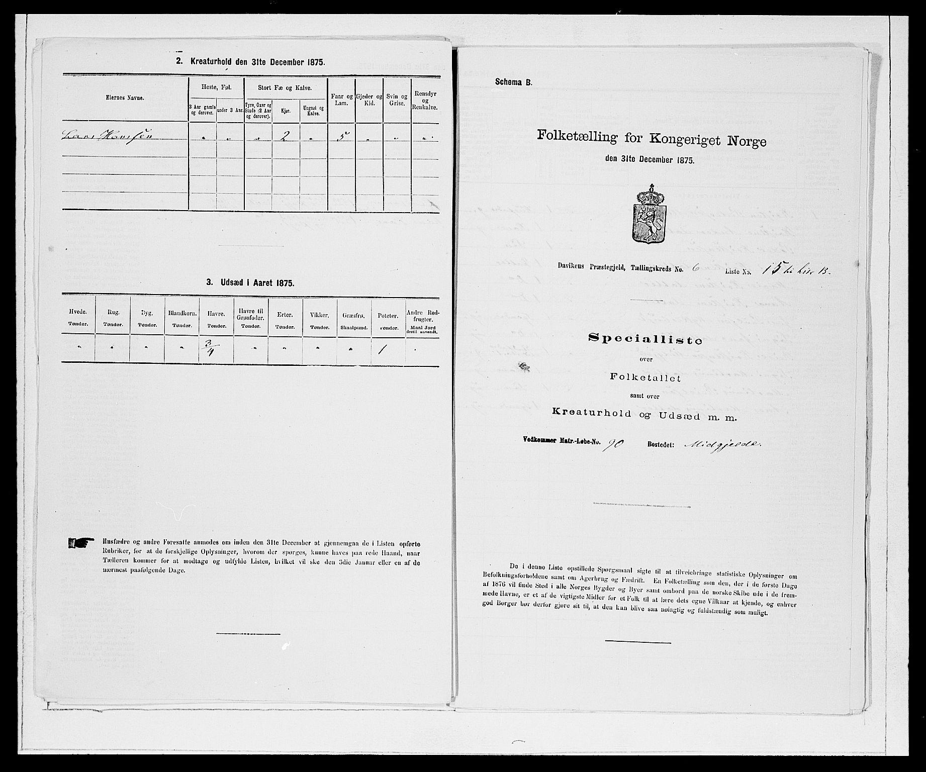 SAB, 1875 Census for 1442P Davik, 1875, p. 869