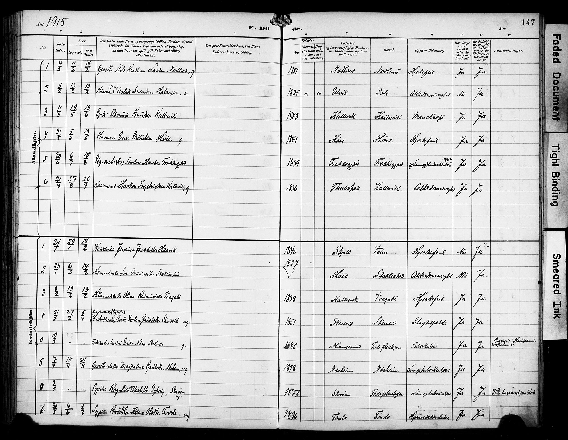 Avaldsnes sokneprestkontor, SAST/A -101851/H/Ha/Haa/L0016: Parish register (official) no. A 16, 1893-1918, p. 147
