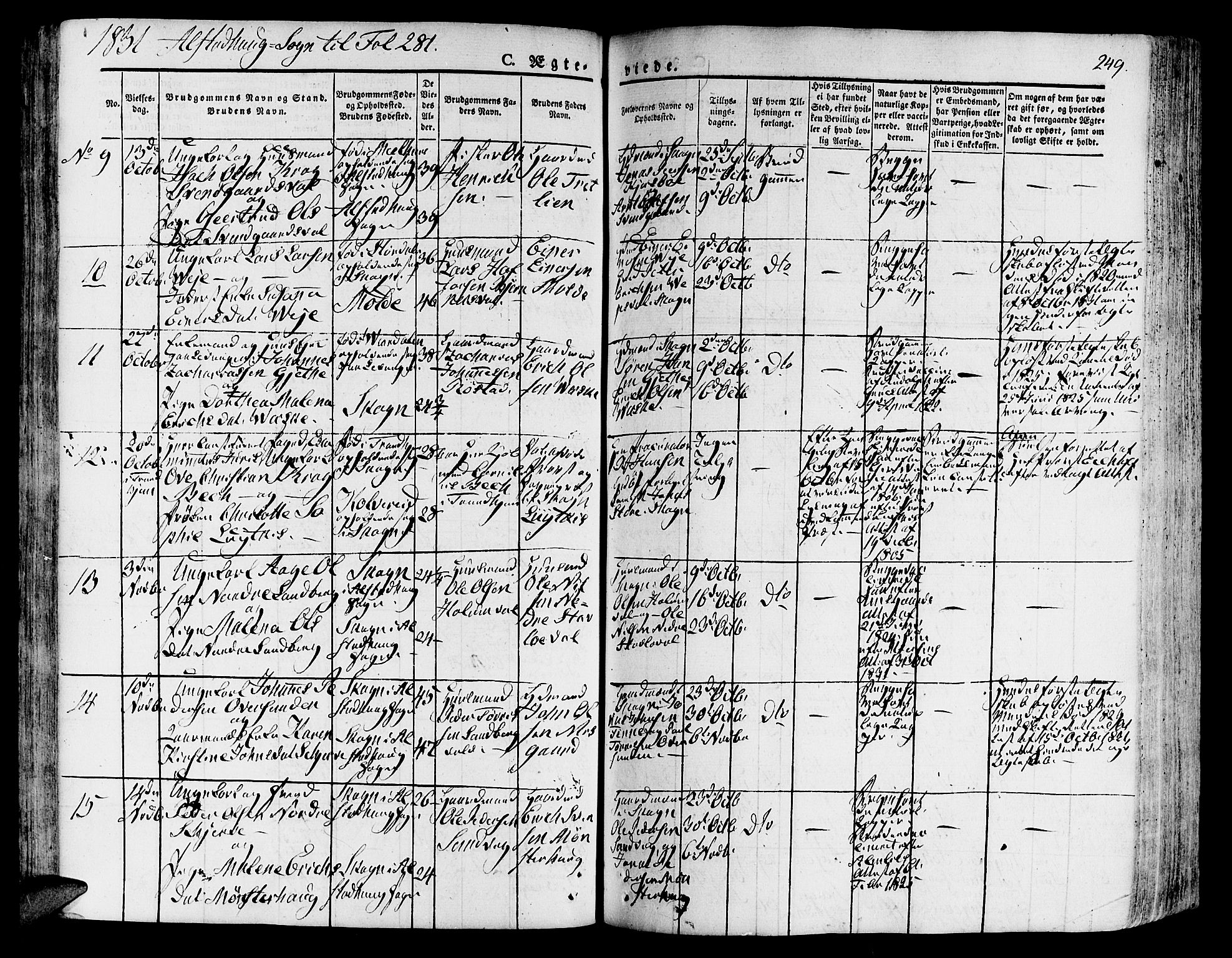 Ministerialprotokoller, klokkerbøker og fødselsregistre - Nord-Trøndelag, SAT/A-1458/717/L0152: Parish register (official) no. 717A05 /1, 1825-1836, p. 249