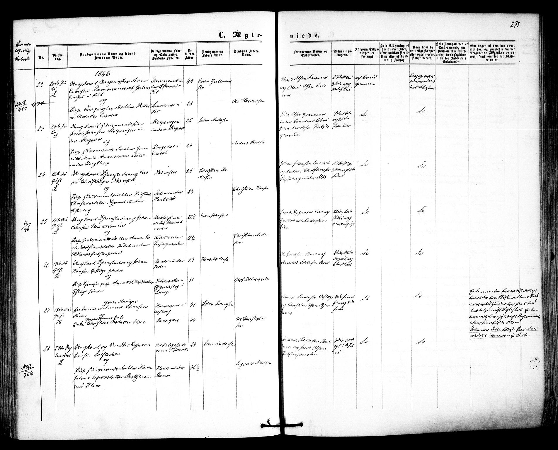 Høland prestekontor Kirkebøker, AV/SAO-A-10346a/F/Fa/L0011: Parish register (official) no. I 11, 1862-1869, p. 273