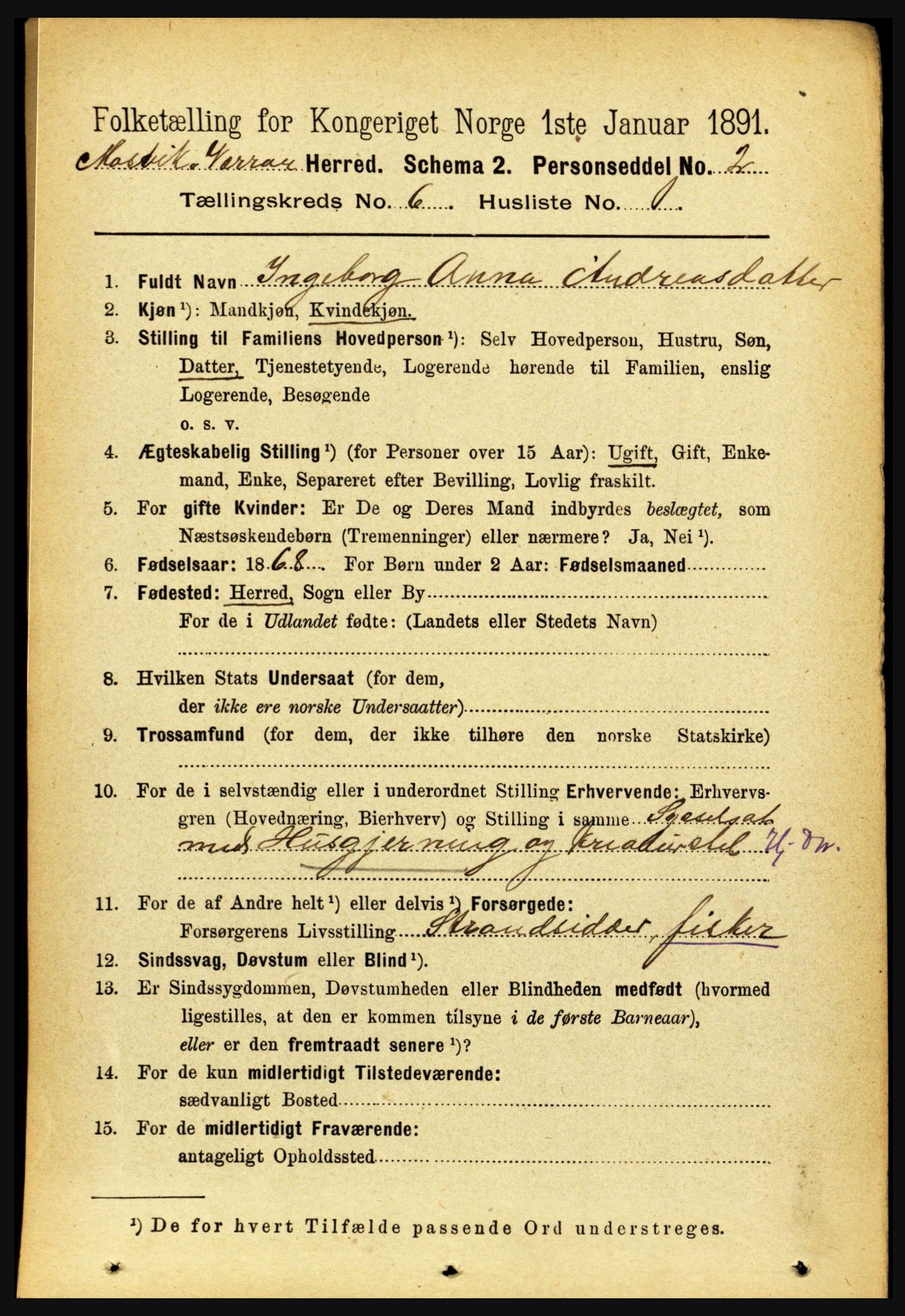 RA, 1891 census for 1723 Mosvik og Verran, 1891, p. 2445