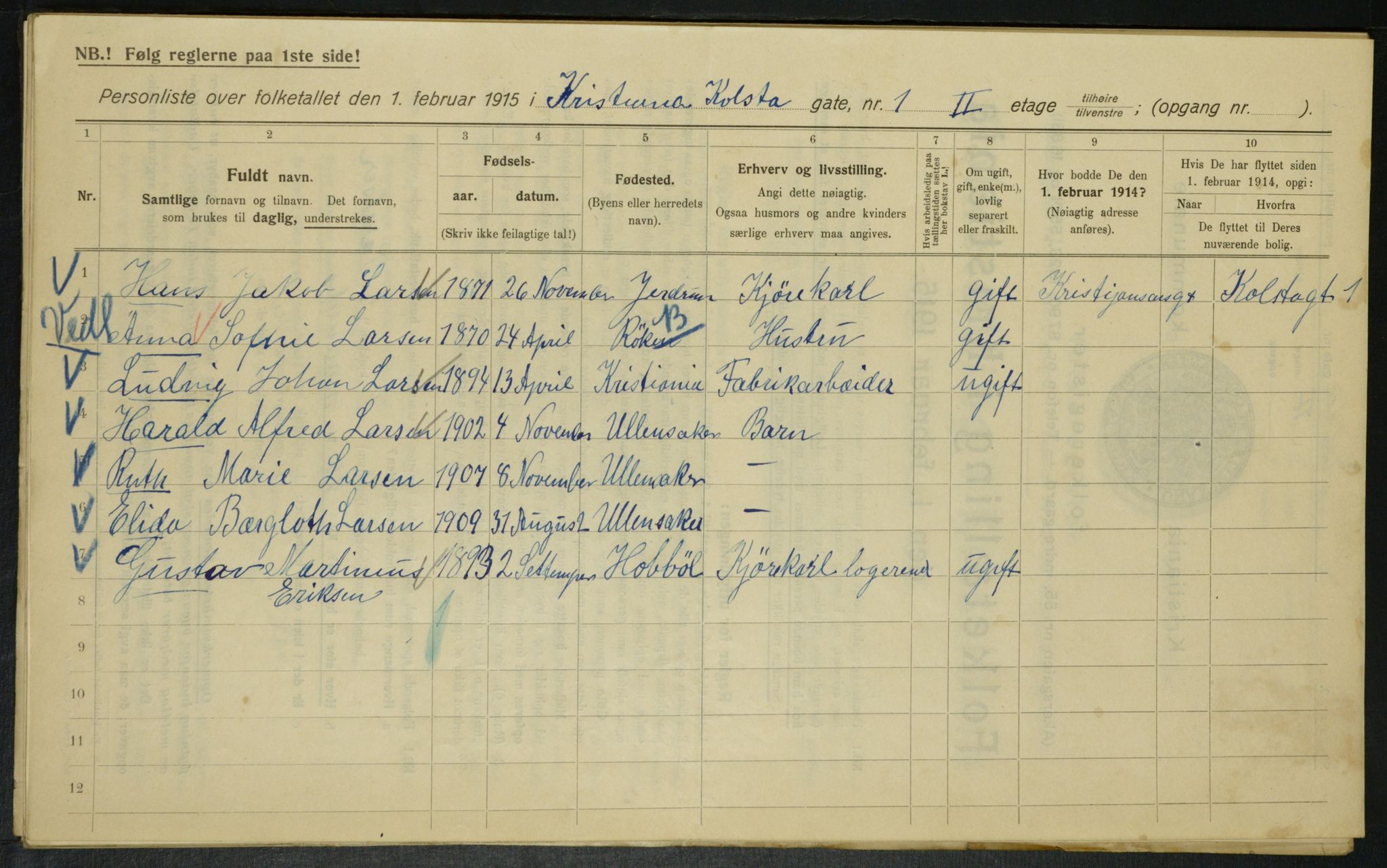 OBA, Municipal Census 1915 for Kristiania, 1915, p. 51691