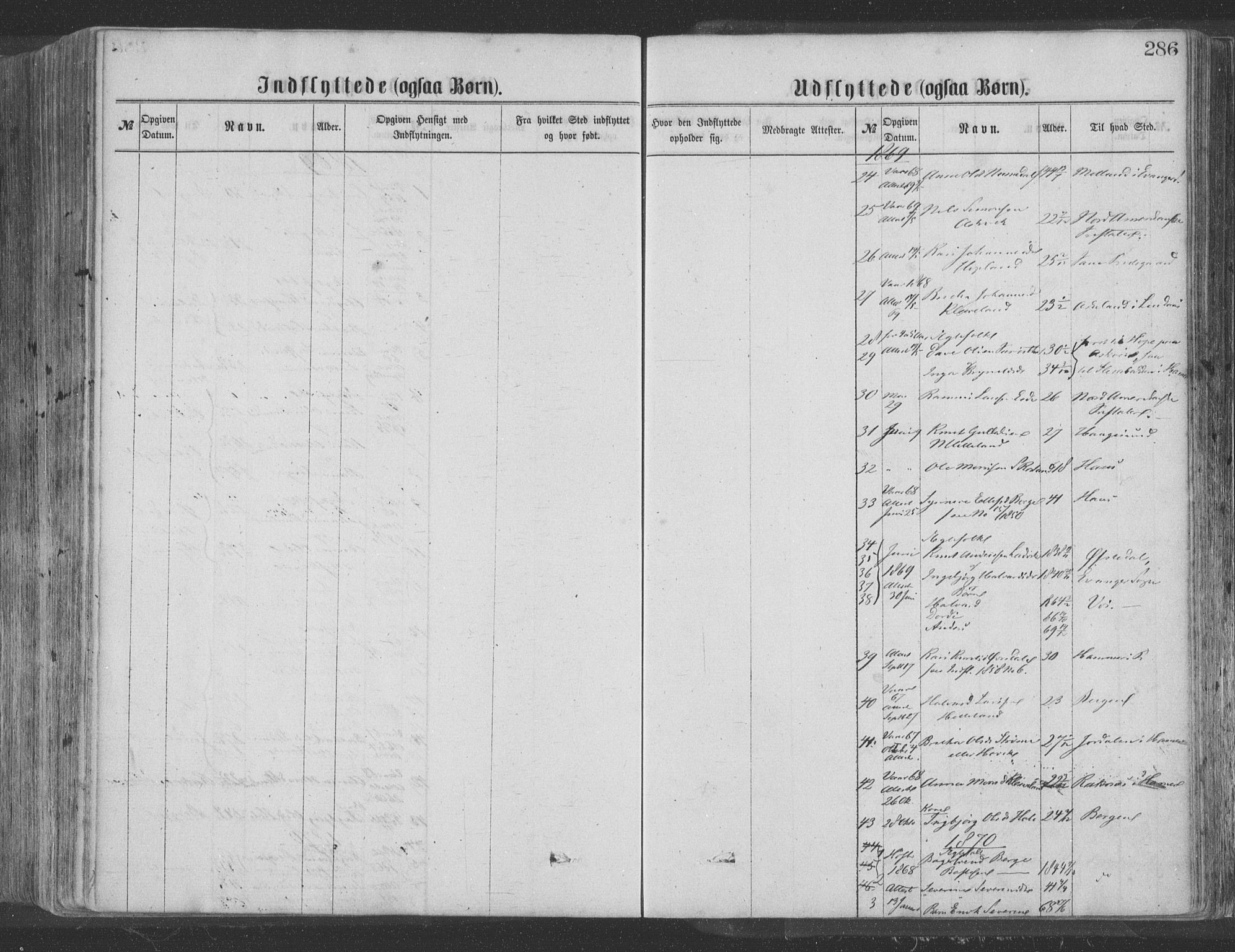 Hosanger sokneprestembete, AV/SAB-A-75801/H/Haa: Parish register (official) no. A 9, 1864-1876, p. 286