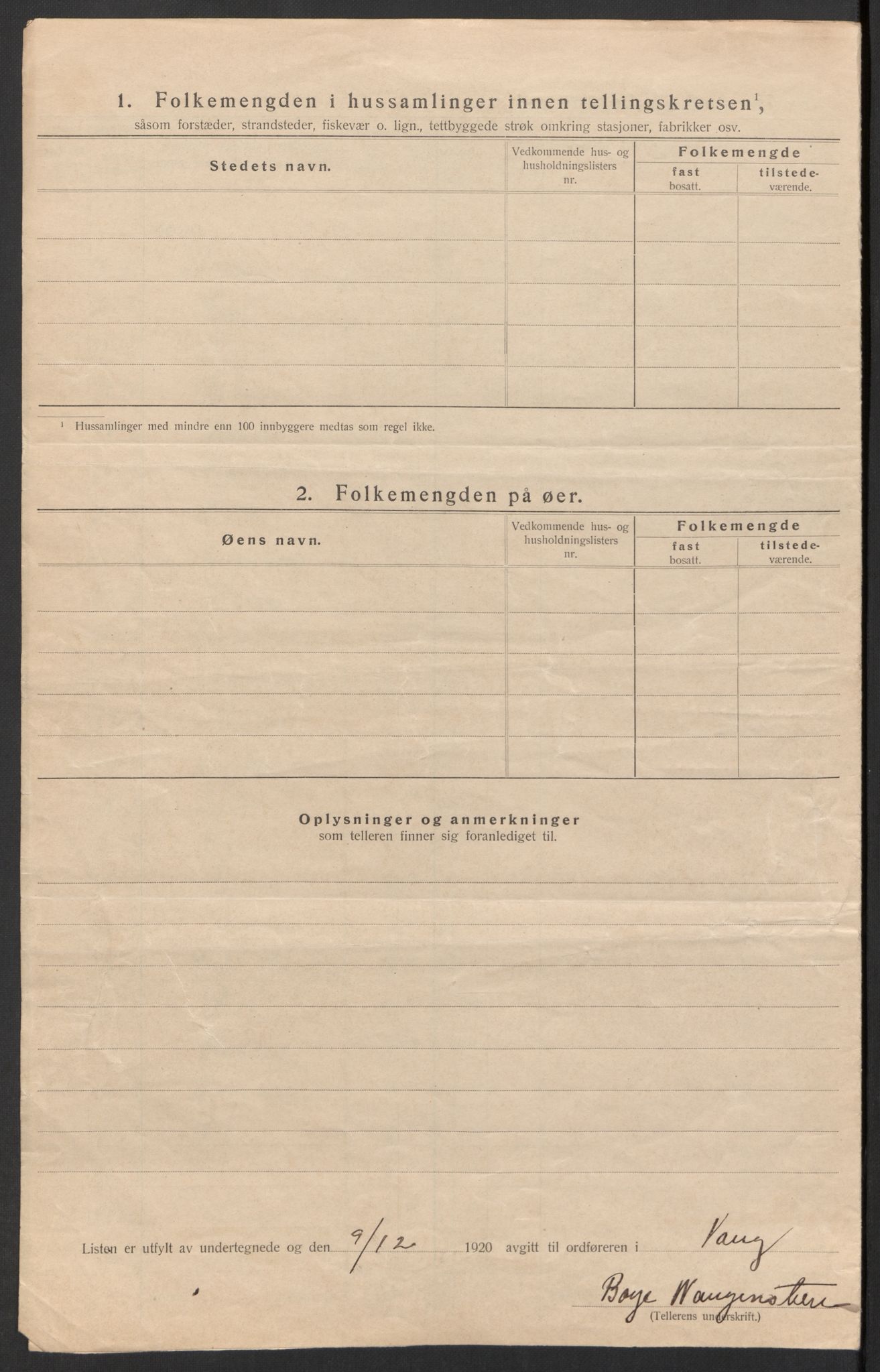 SAH, 1920 census for Vang (Oppland), 1920, p. 23