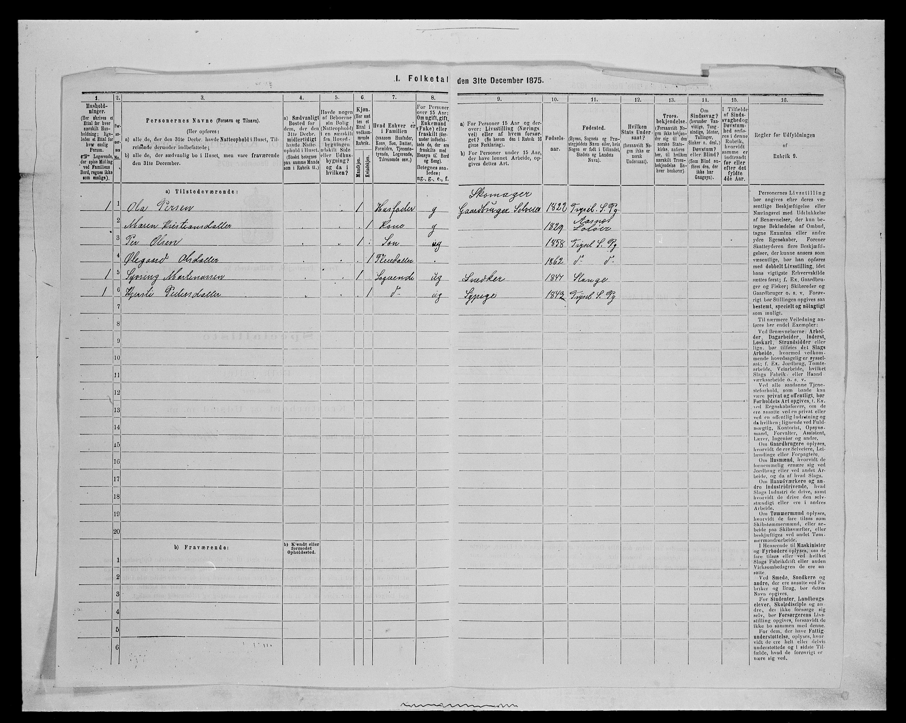 SAH, 1875 census for 0428P Trysil, 1875, p. 758