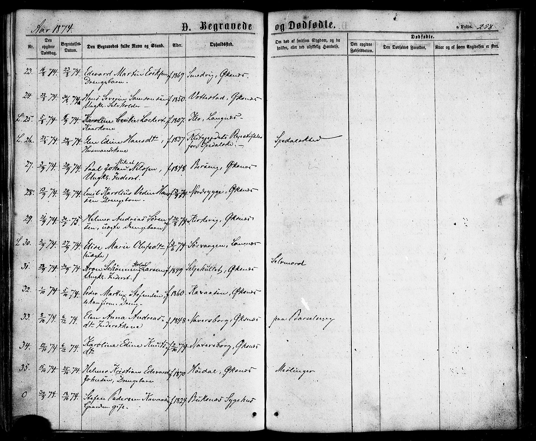 Ministerialprotokoller, klokkerbøker og fødselsregistre - Nordland, AV/SAT-A-1459/893/L1334: Parish register (official) no. 893A07, 1867-1877, p. 258