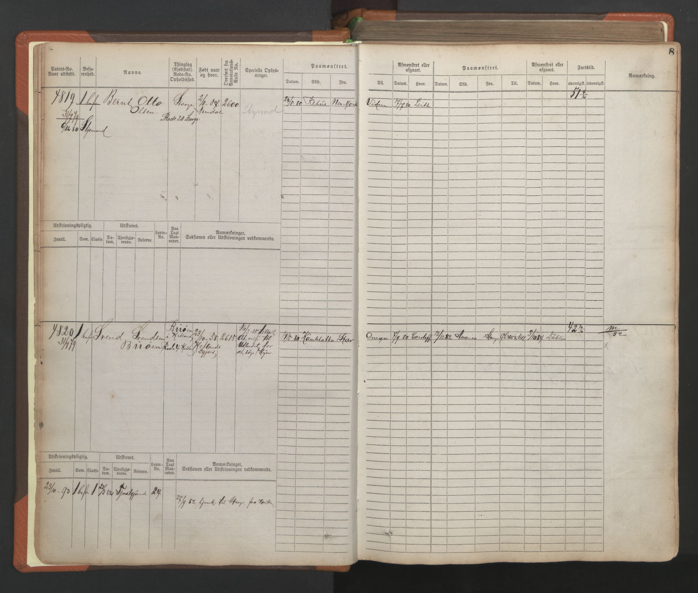 Stavanger sjømannskontor, AV/SAST-A-102006/F/Fb/Fbb/L0009: Sjøfartshovedrulle, patentnr. 4805-6006, 1879-1887, p. 11