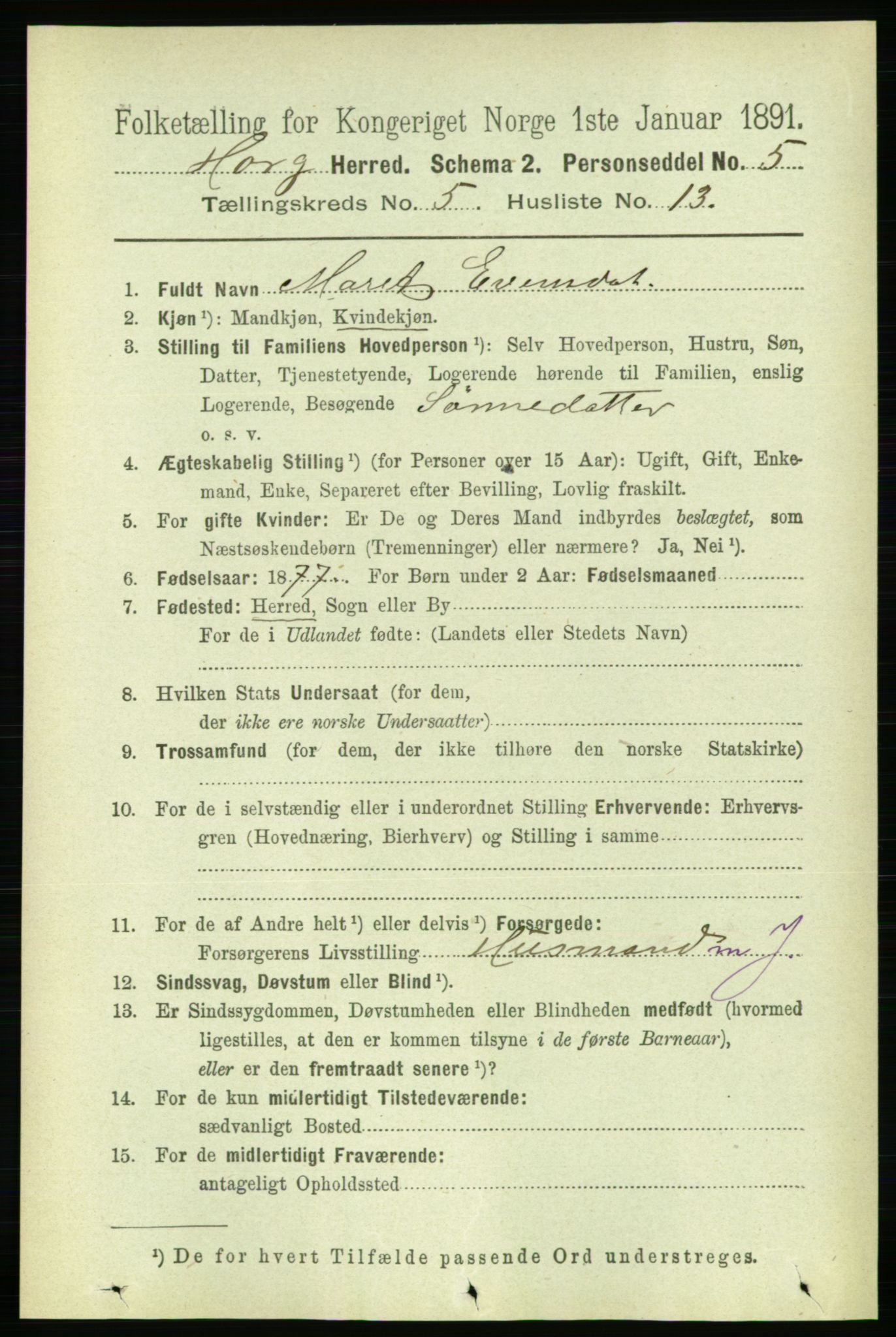 RA, 1891 census for 1650 Horg, 1891, p. 2012