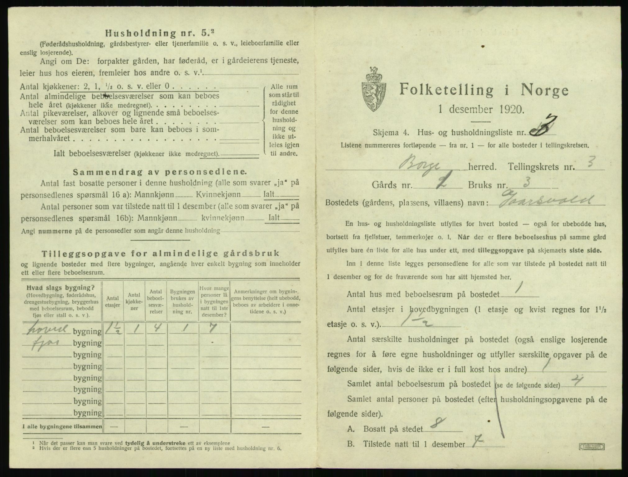 SAT, 1920 census for Borge, 1920, p. 283