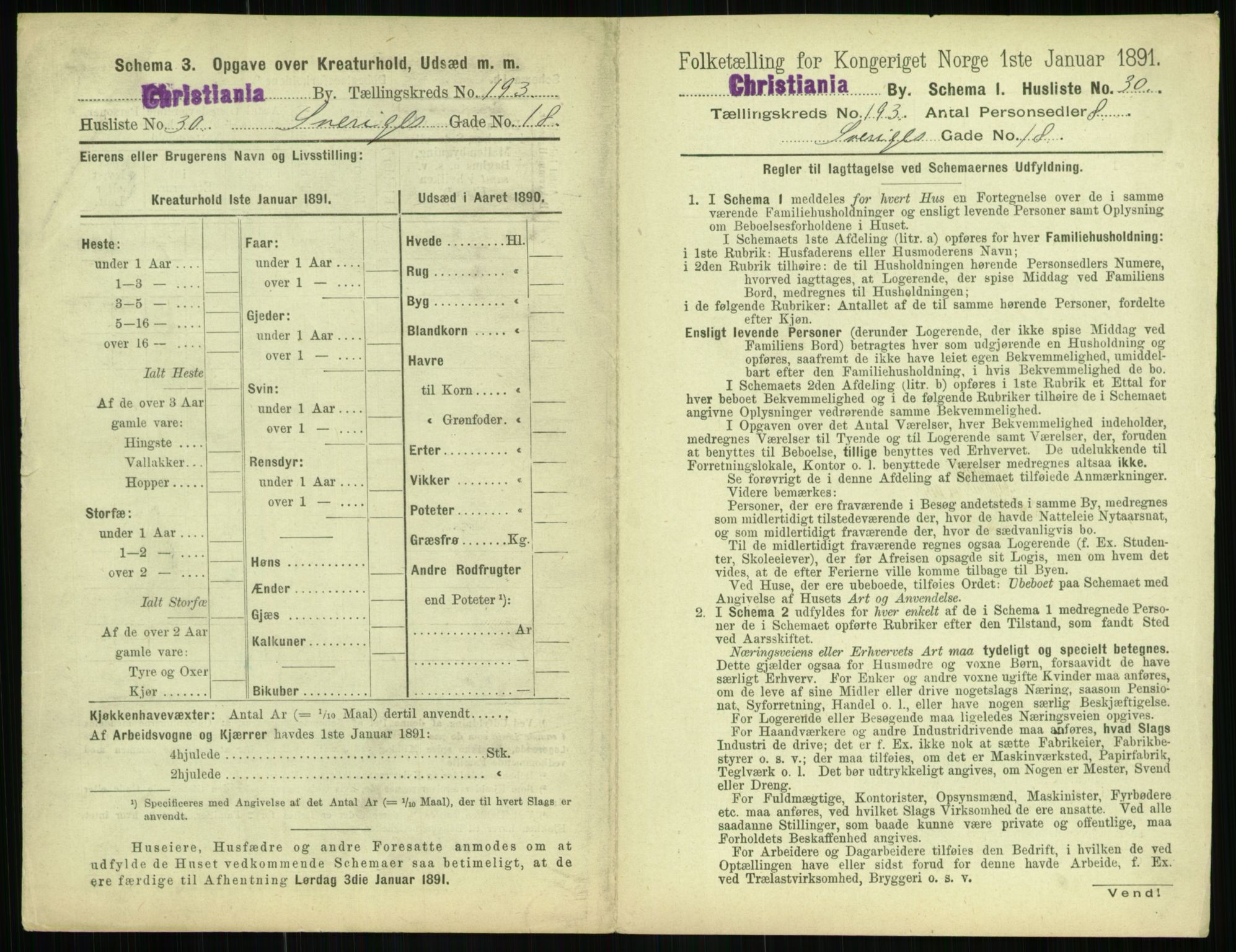 RA, 1891 census for 0301 Kristiania, 1891, p. 116122