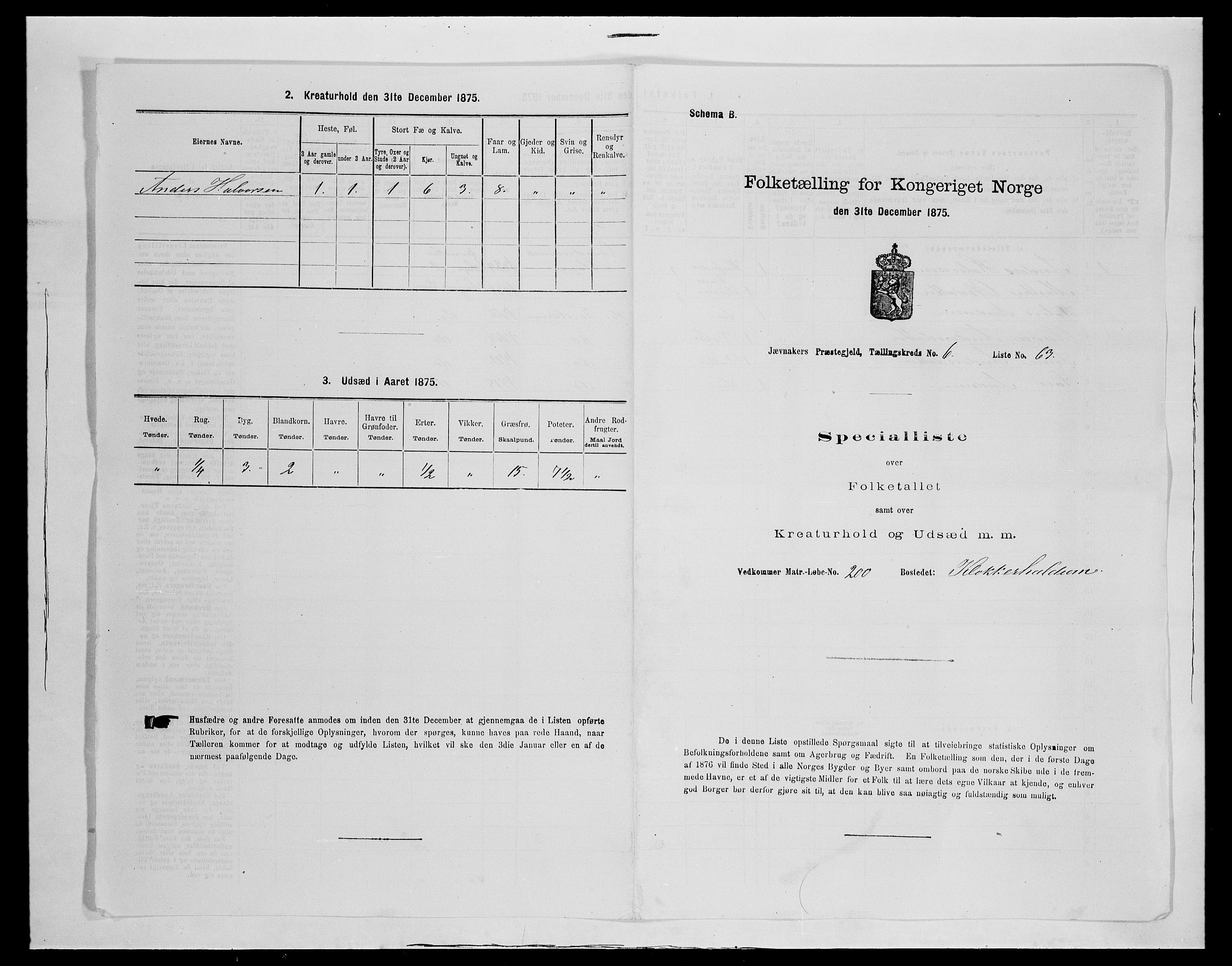 SAH, 1875 census for 0532P Jevnaker, 1875, p. 1149