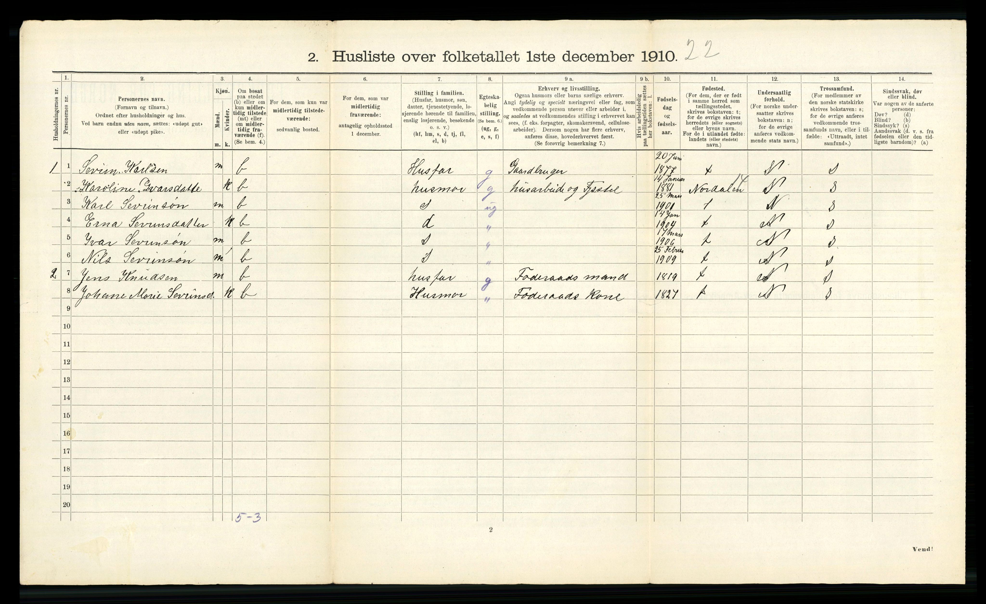 RA, 1910 census for Sykkylven, 1910, p. 56