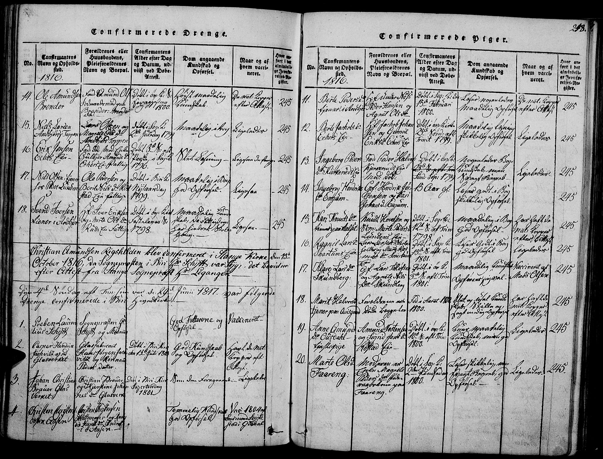 Biri prestekontor, SAH/PREST-096/H/Ha/Haa/L0003: Parish register (official) no. 3, 1814-1828, p. 248