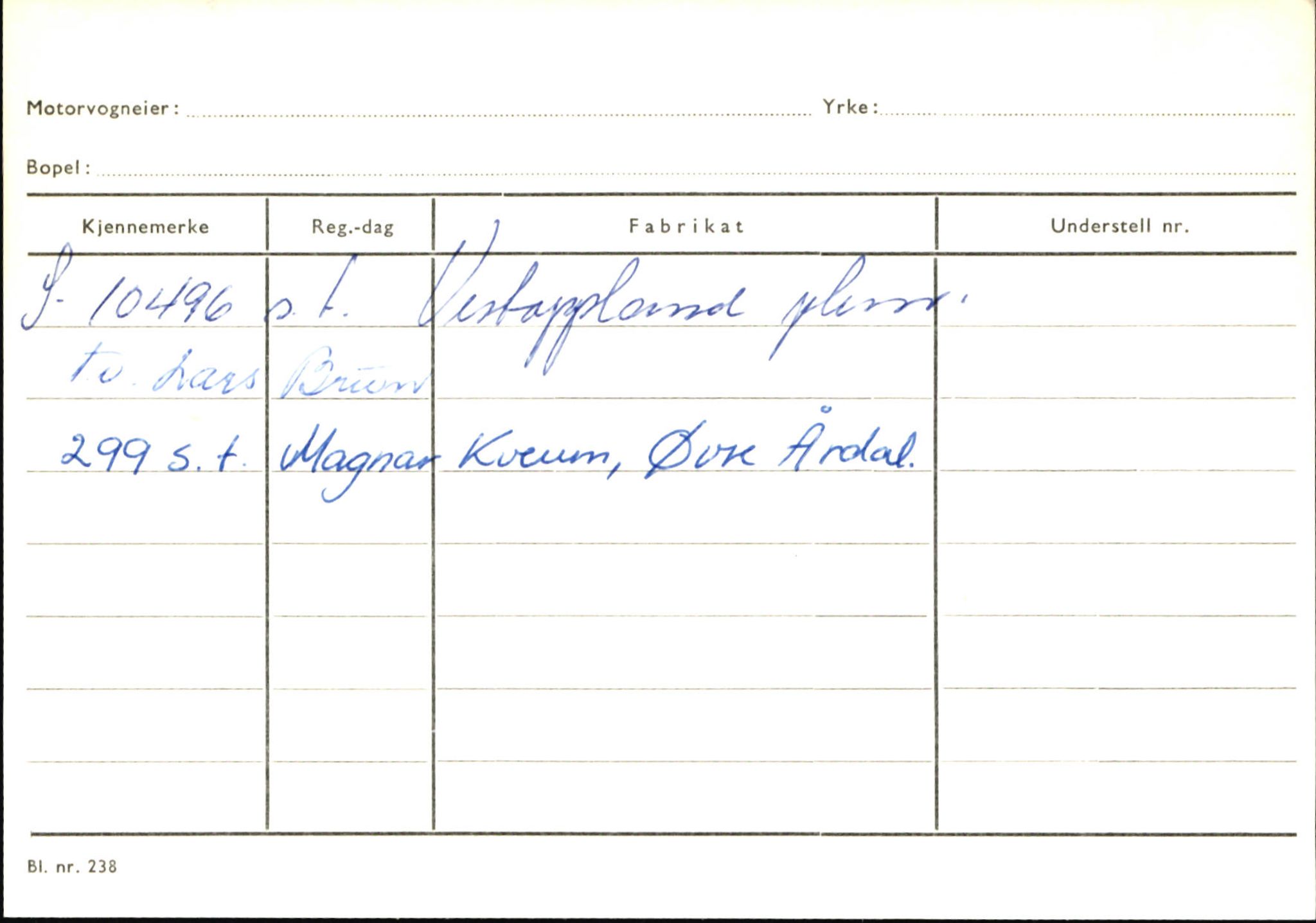 Statens vegvesen, Sogn og Fjordane vegkontor, AV/SAB-A-5301/4/F/L0145: Registerkort Vågsøy S-Å. Årdal I-P, 1945-1975, p. 1438