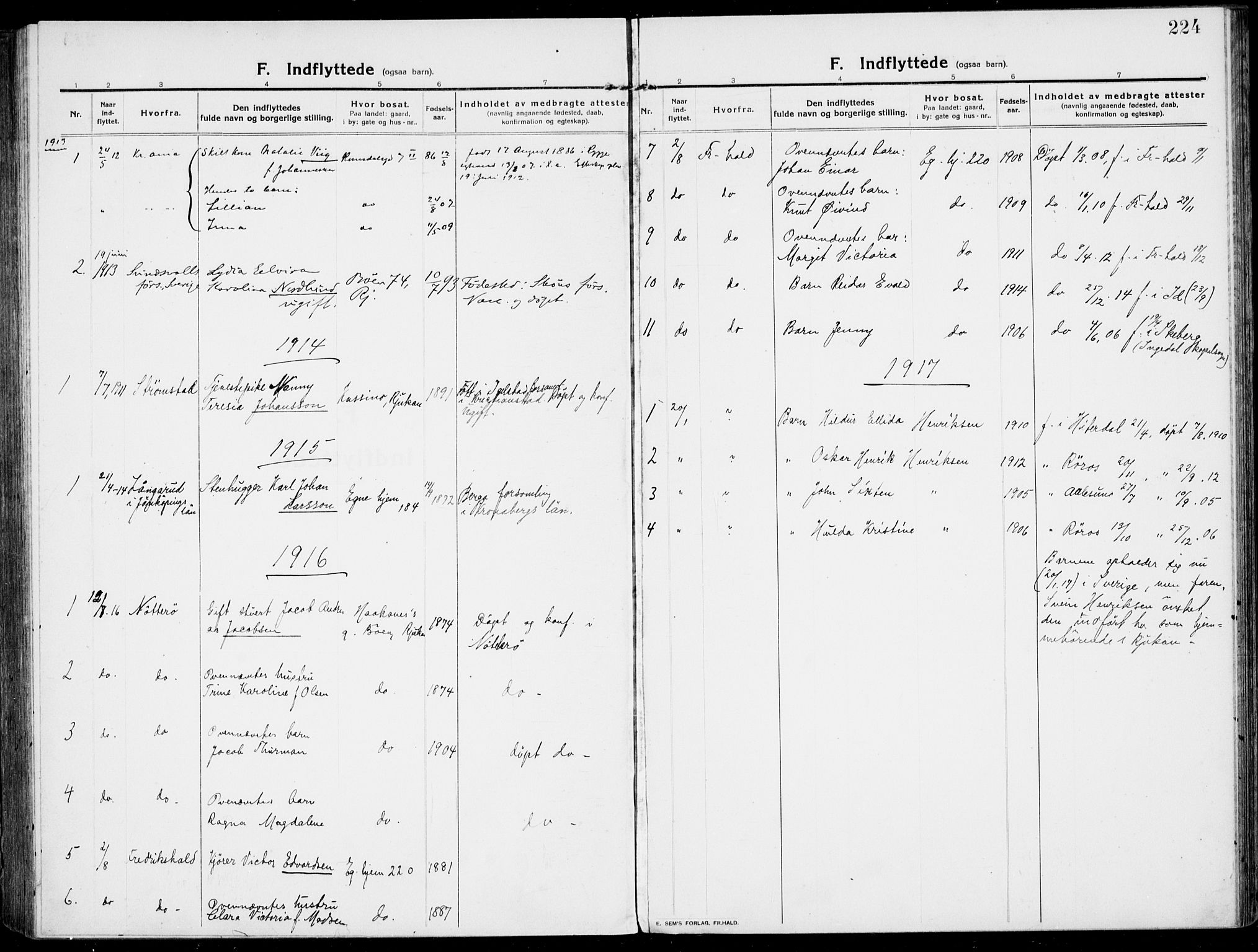 Rjukan kirkebøker, SAKO/A-294/F/Fa/L0002: Parish register (official) no. 2, 1912-1917, p. 224