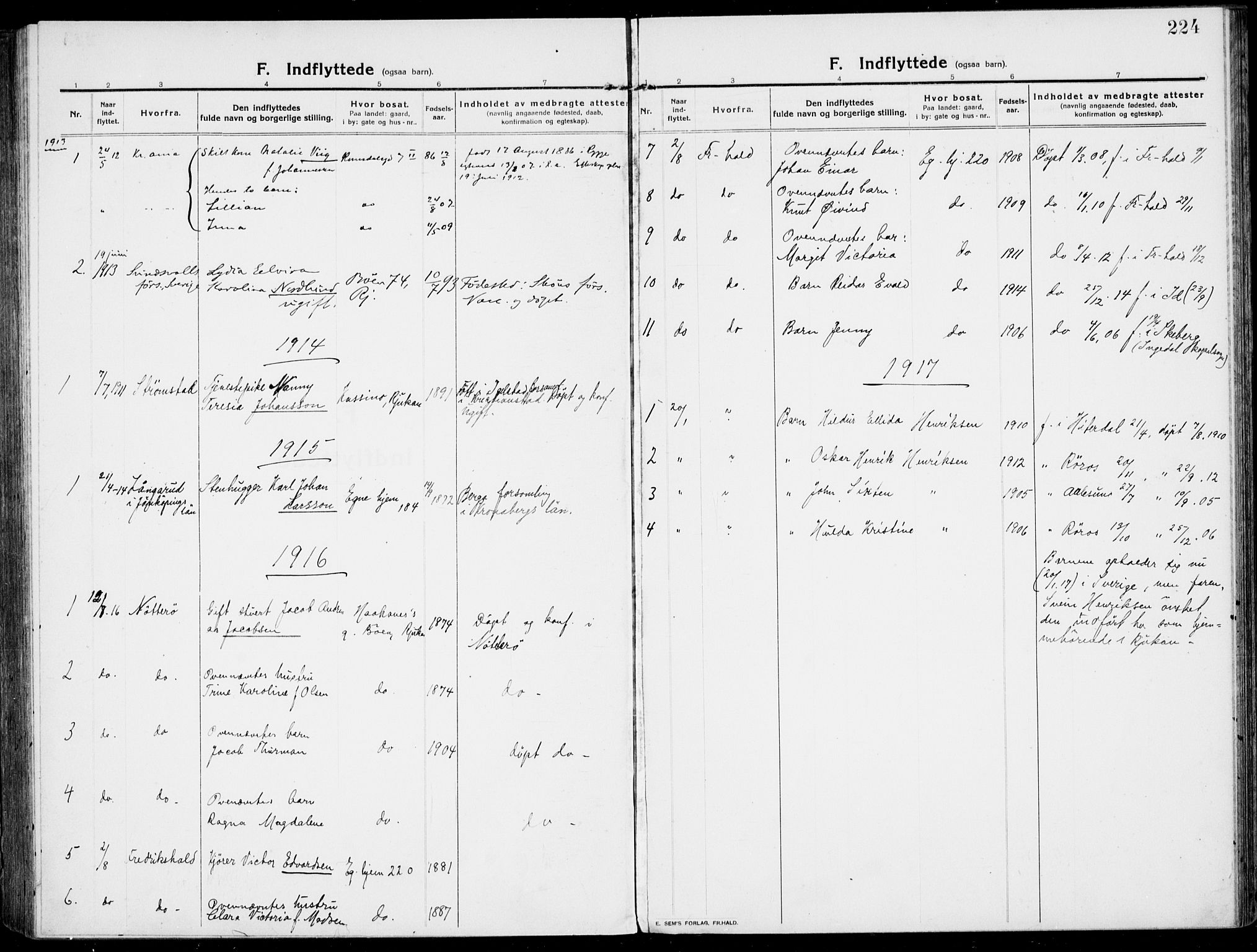 Rjukan kirkebøker, AV/SAKO-A-294/F/Fa/L0002: Parish register (official) no. 2, 1912-1917, p. 224