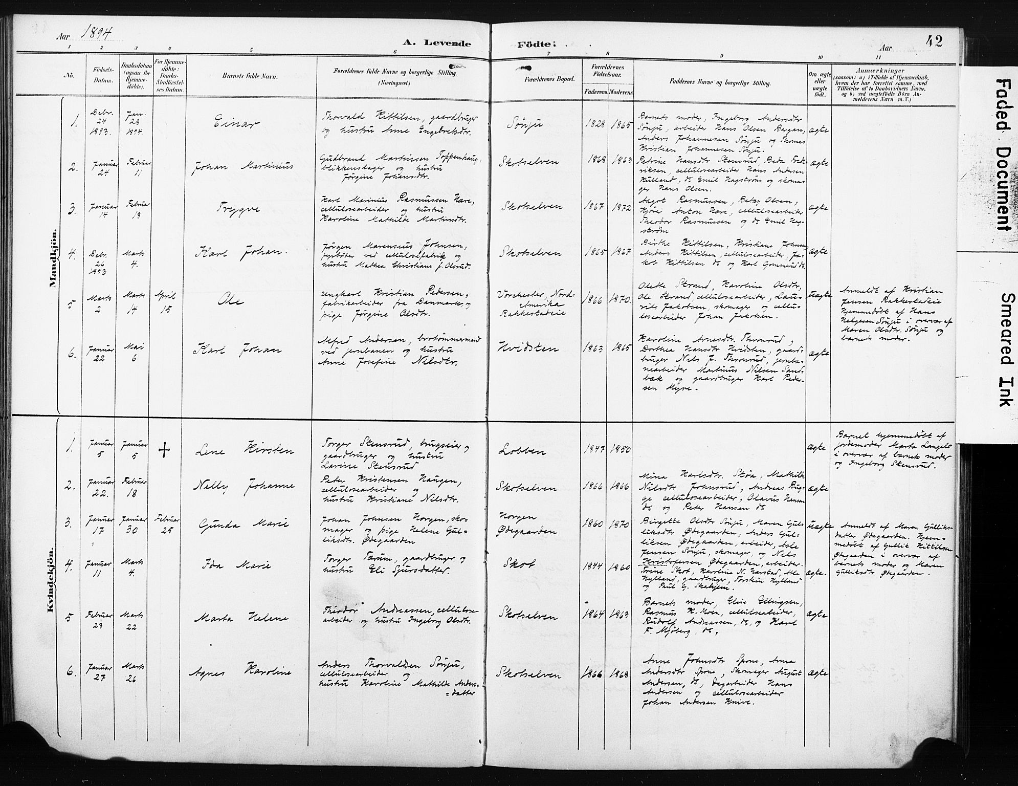 Eiker kirkebøker, SAKO/A-4/F/Fc/L0002: Parish register (official) no. III 2, 1889-1897, p. 42