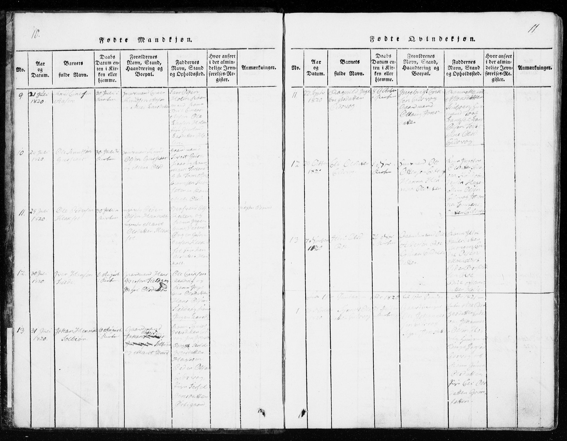 Ministerialprotokoller, klokkerbøker og fødselsregistre - Møre og Romsdal, SAT/A-1454/551/L0623: Parish register (official) no. 551A03, 1818-1831, p. 10-11