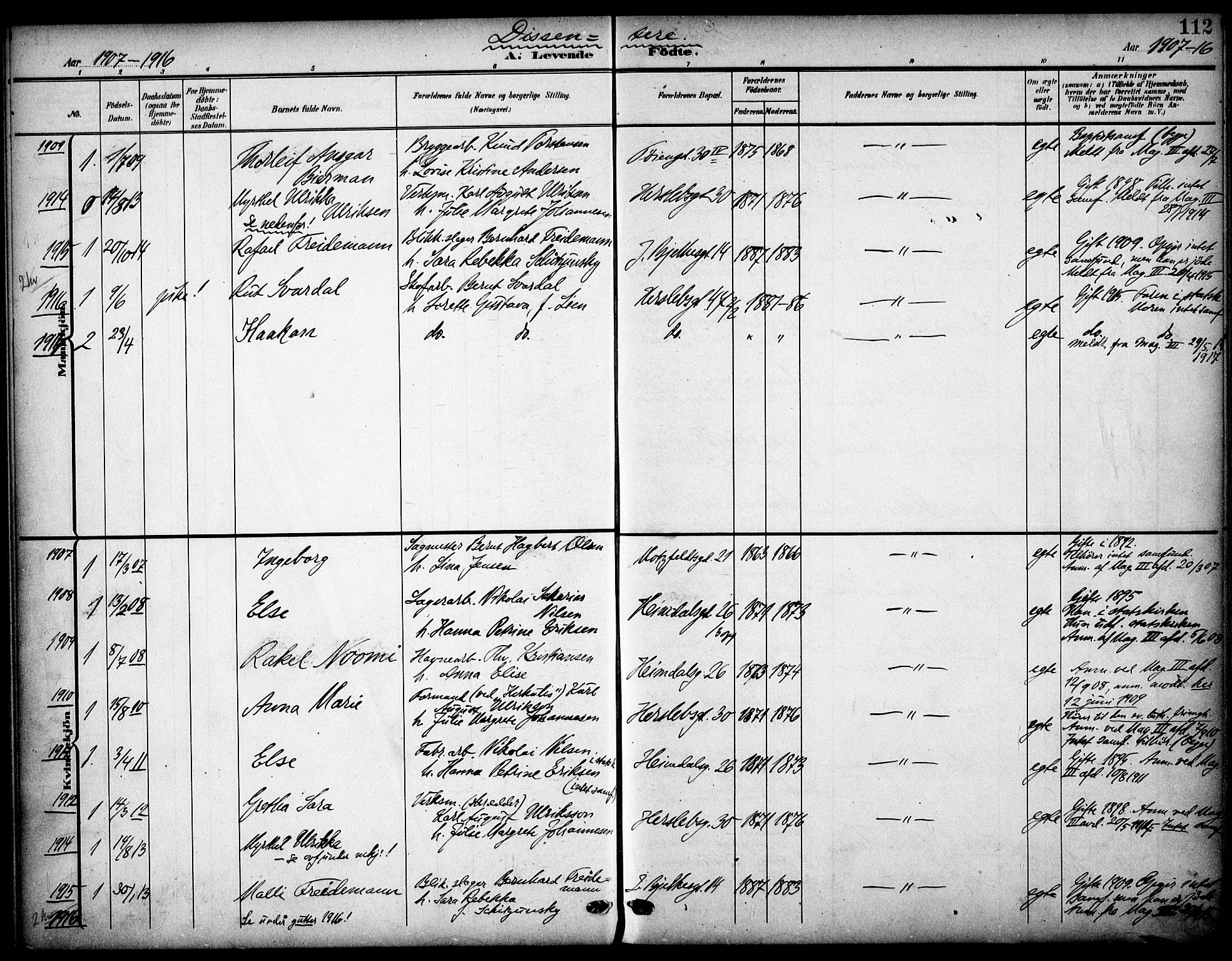 Tøyen prestekontor Kirkebøker, SAO/A-10167a/F/Fa/L0001: Parish register (official) no. 1, 1907-1916, p. 112