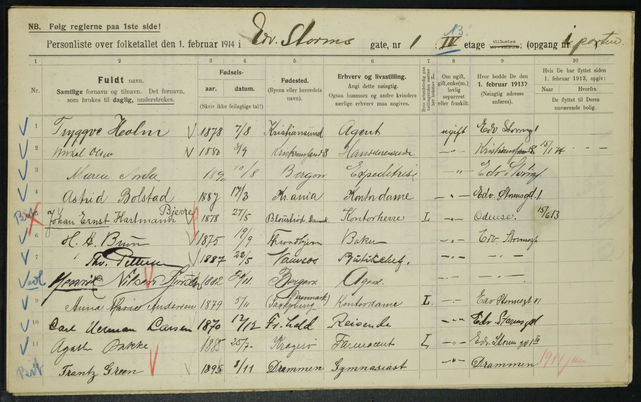 OBA, Municipal Census 1914 for Kristiania, 1914, p. 18874