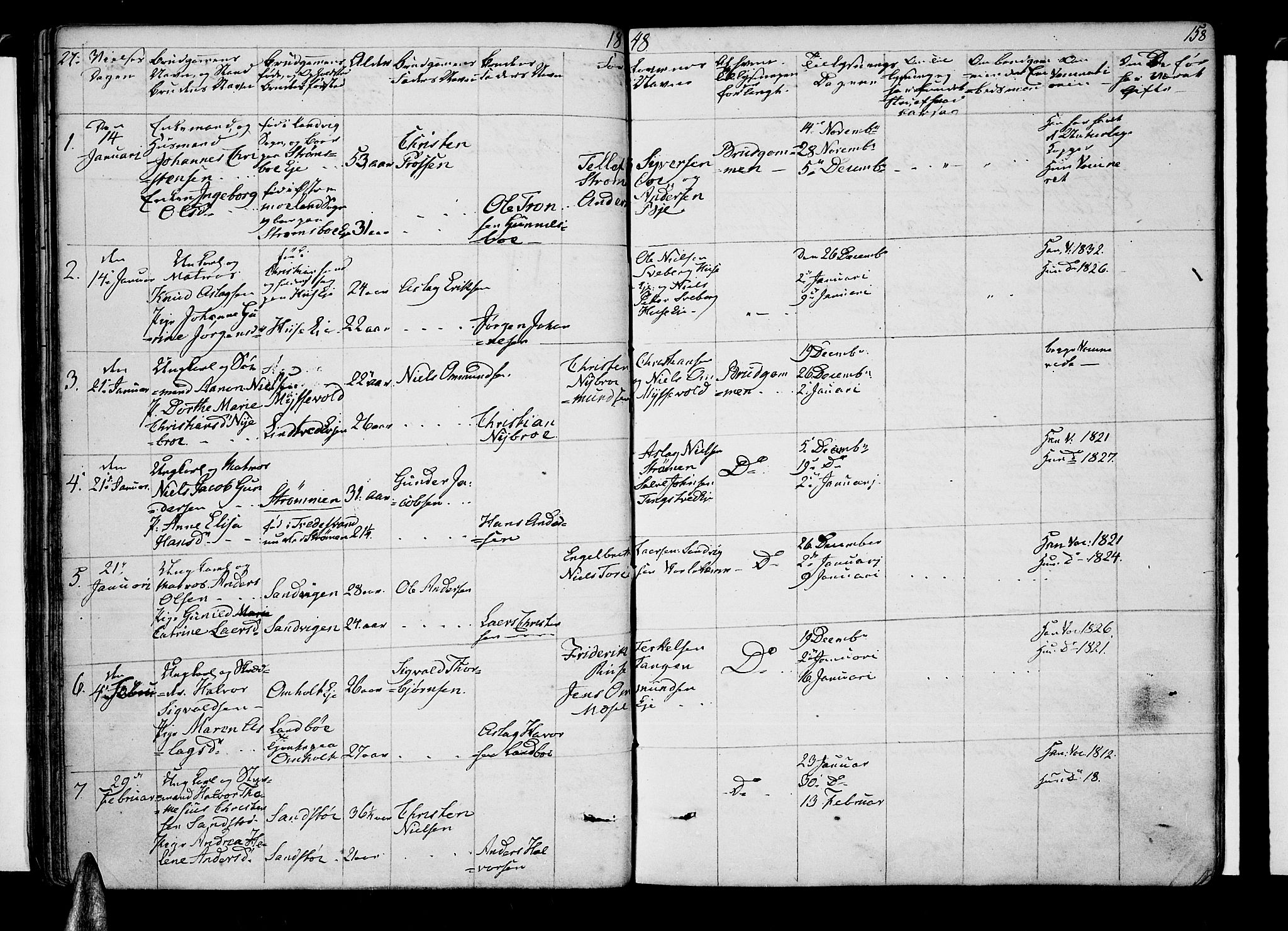 Øyestad sokneprestkontor, AV/SAK-1111-0049/F/Fb/L0006: Parish register (copy) no. B 6, 1843-1854, p. 158